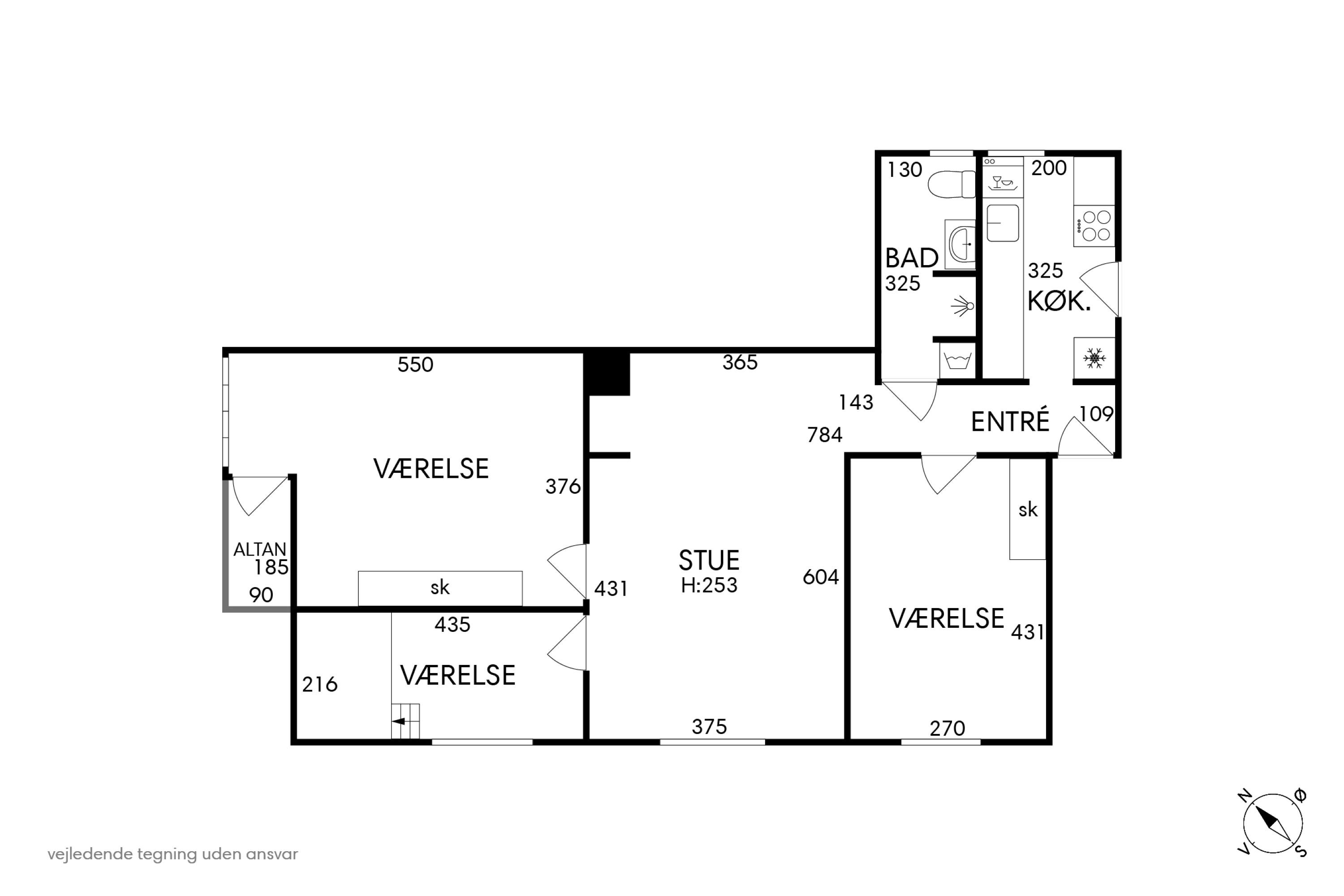 Plantegninger billede af Schubertsvej 12, 1. tv., 2450 København SV