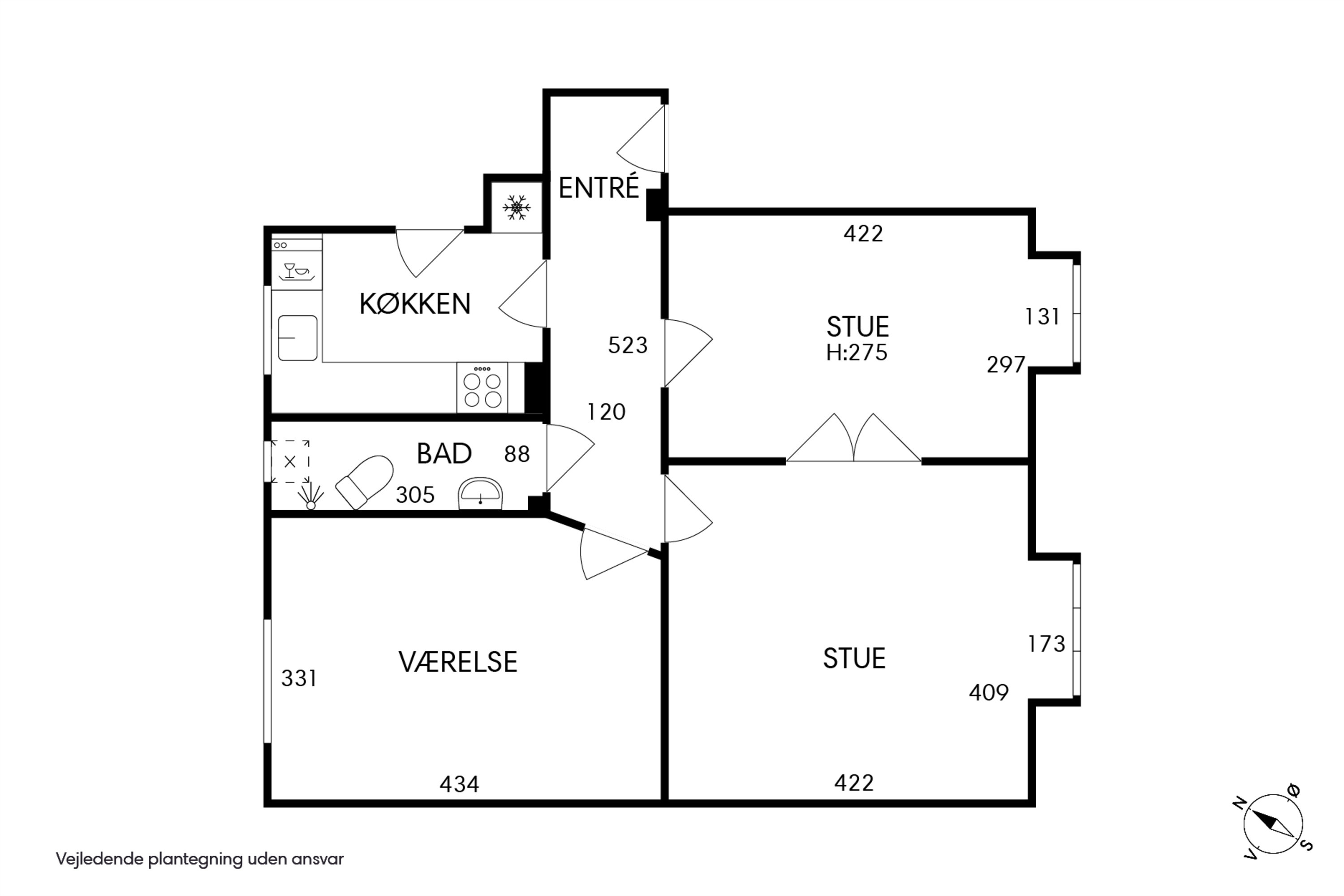 Plantegninger billede af P. Knudsens Gade 16, 2. tv., 2450 København SV