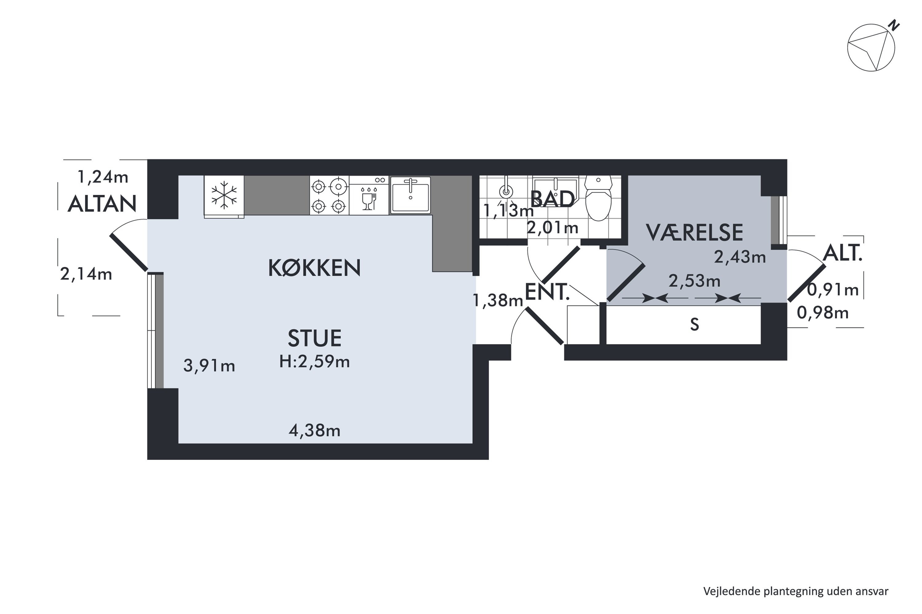Plantegninger billede af Siciliensgade 11, 2. th., 2300 København S