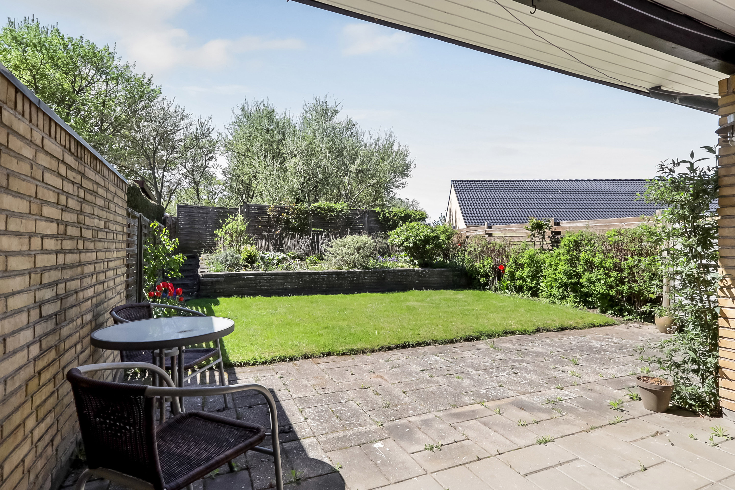 Fremhævet terrasse billede i fuldskærmstilstand. Billede af Kalekovænget 14, 5600 Faaborg