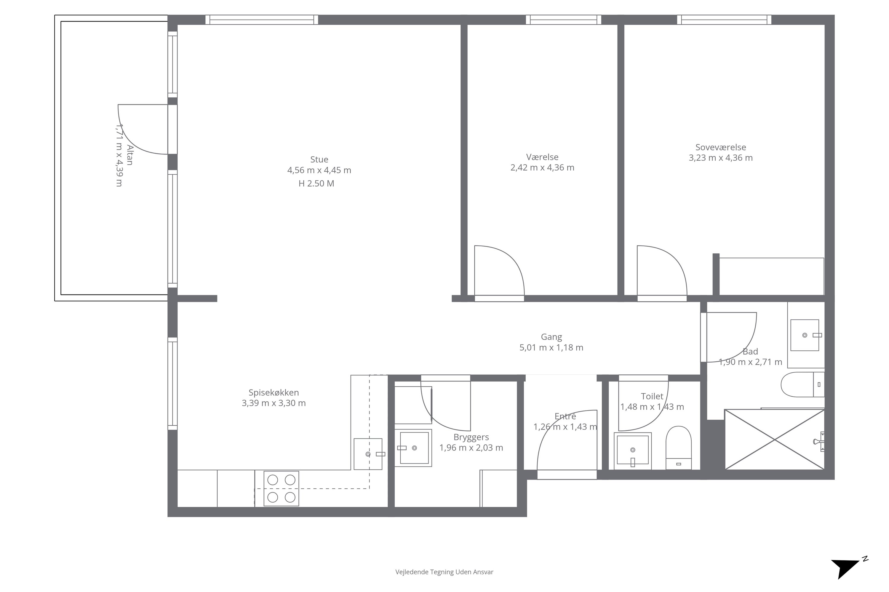 Plantegninger billede af Norsvej 9, 1. th., 1916 Frederiksberg C