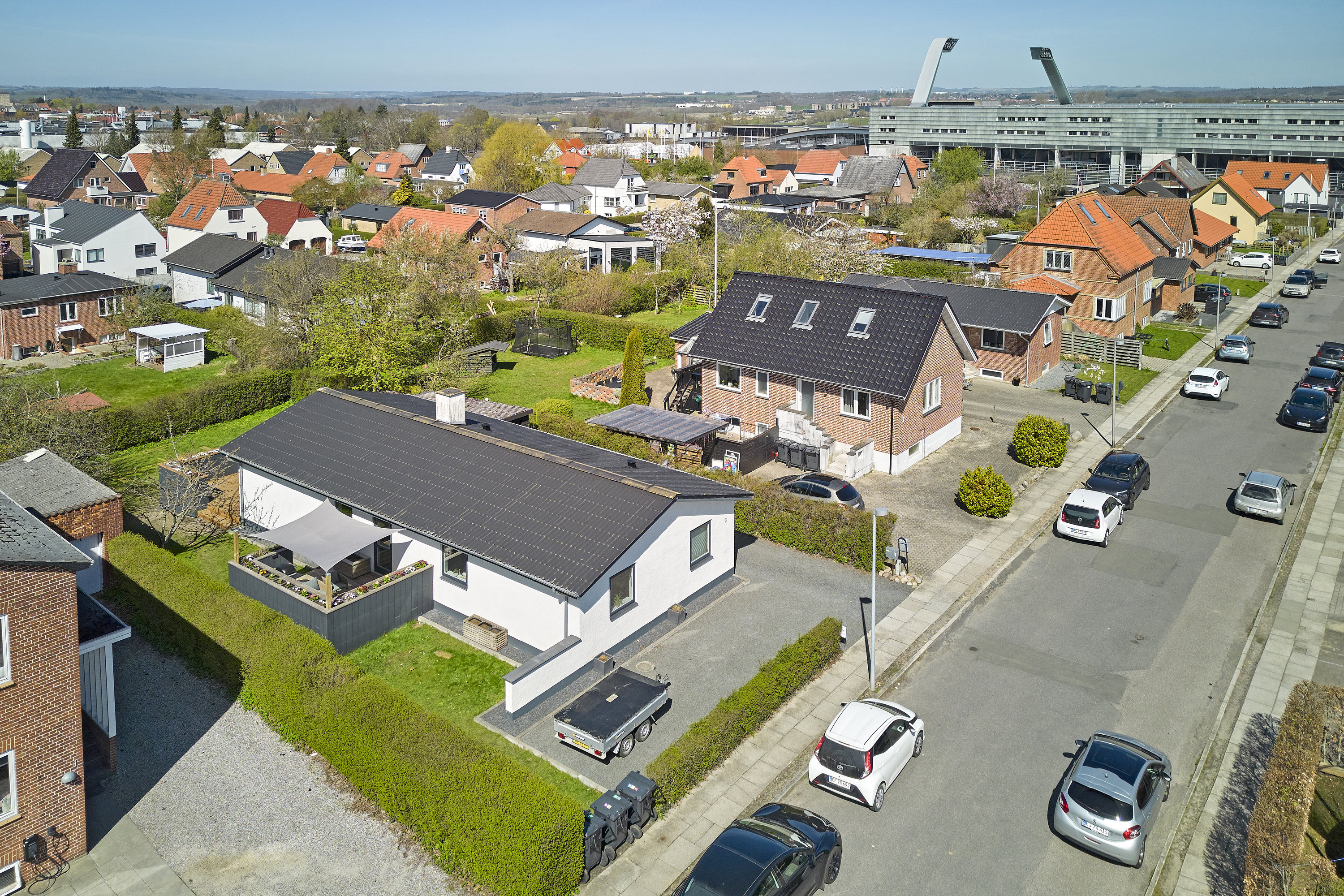 Fremhævet drone billede i fuldskærmstilstand. Billede af Håbetsvej 3, Stadionkvarteret, 8700 Horsens