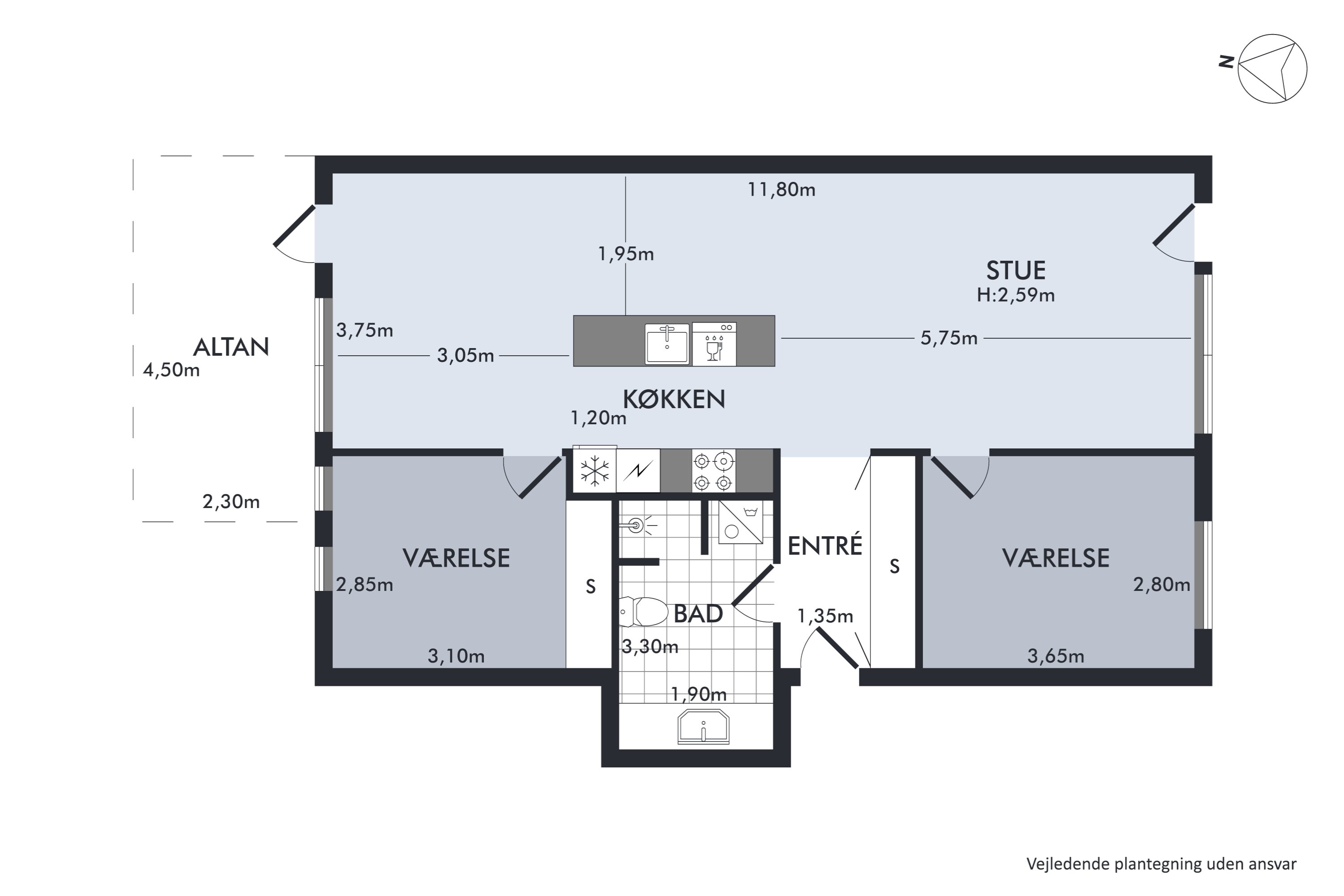 Plantegninger billede af Østre Havnegade 46, 1. th., 9000 Aalborg