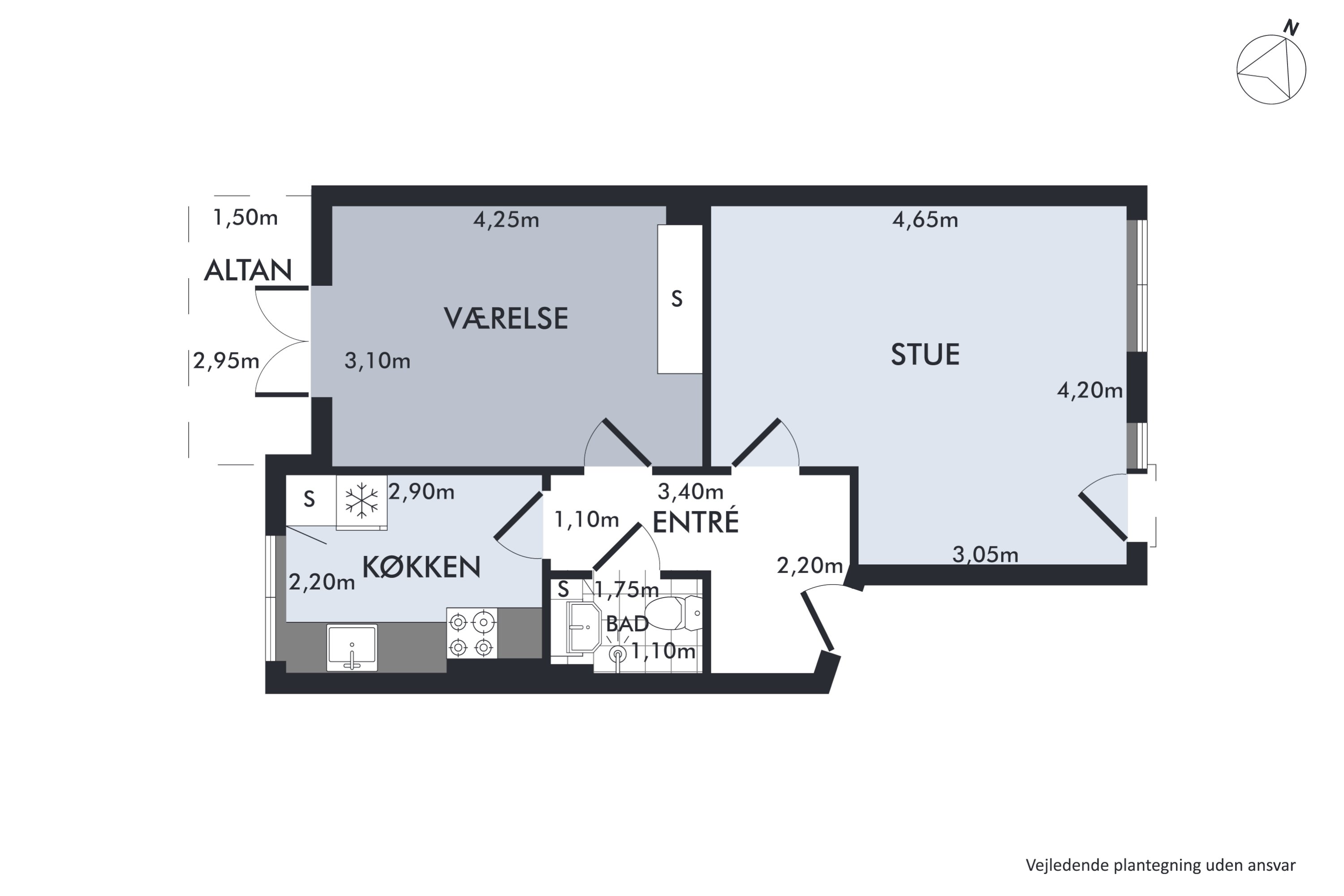 Plantegninger billede af Samsøgade 12, 3. th., 9000 Aalborg