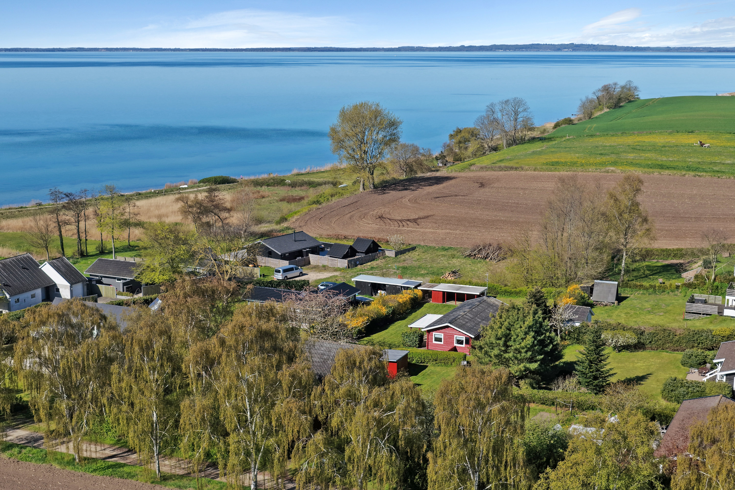 Fremhævet luftfoto billede i fuldskærmstilstand. Billede af Vigen 20, Føns, 5580 Nørre Aaby