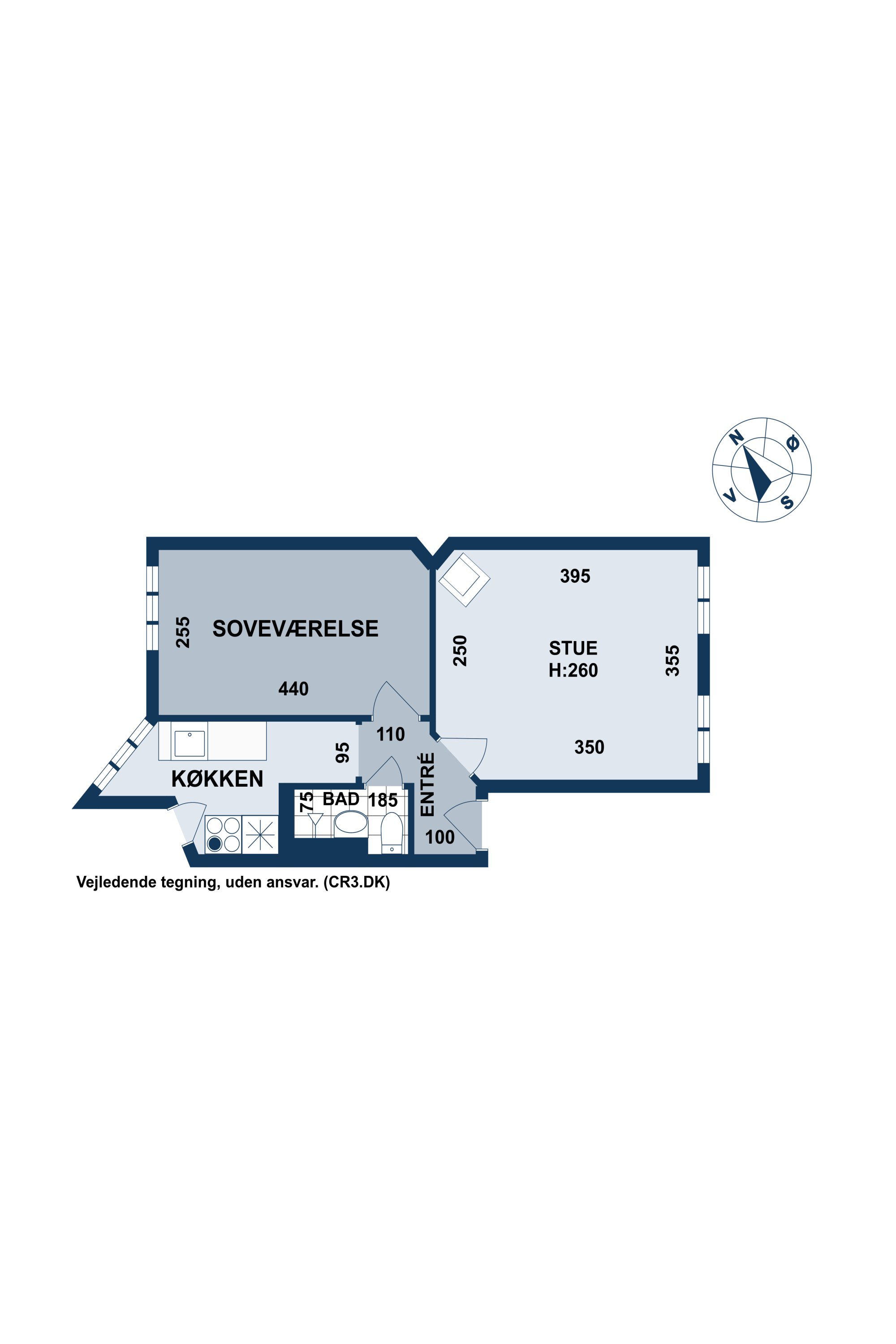Plantegninger billede af Holger Danskes Vej 26, 3. th., 2000 Frederiksberg