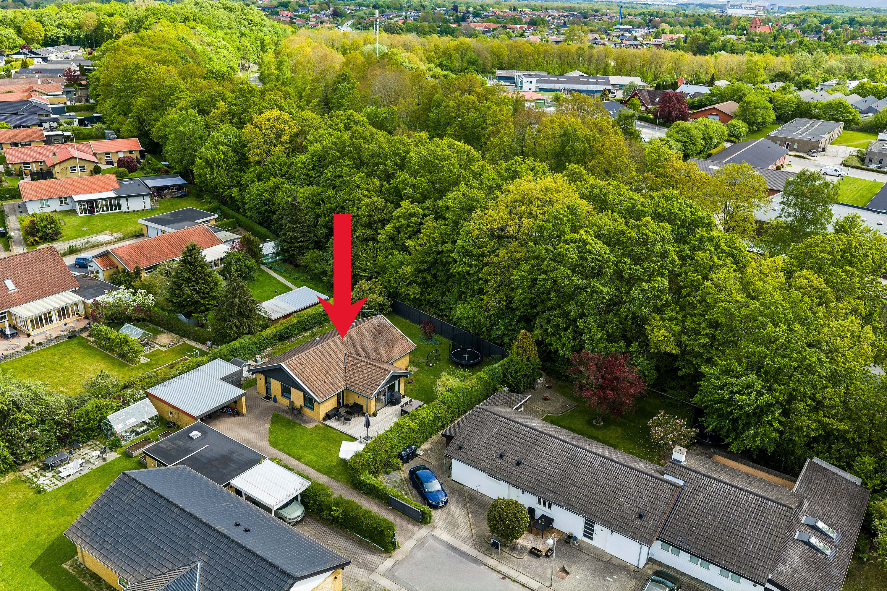 Fremhævet luftfoto billede i fuldskærmstilstand. Billede af Nattergalevænget 14, Snestrup, 5210 Odense NV