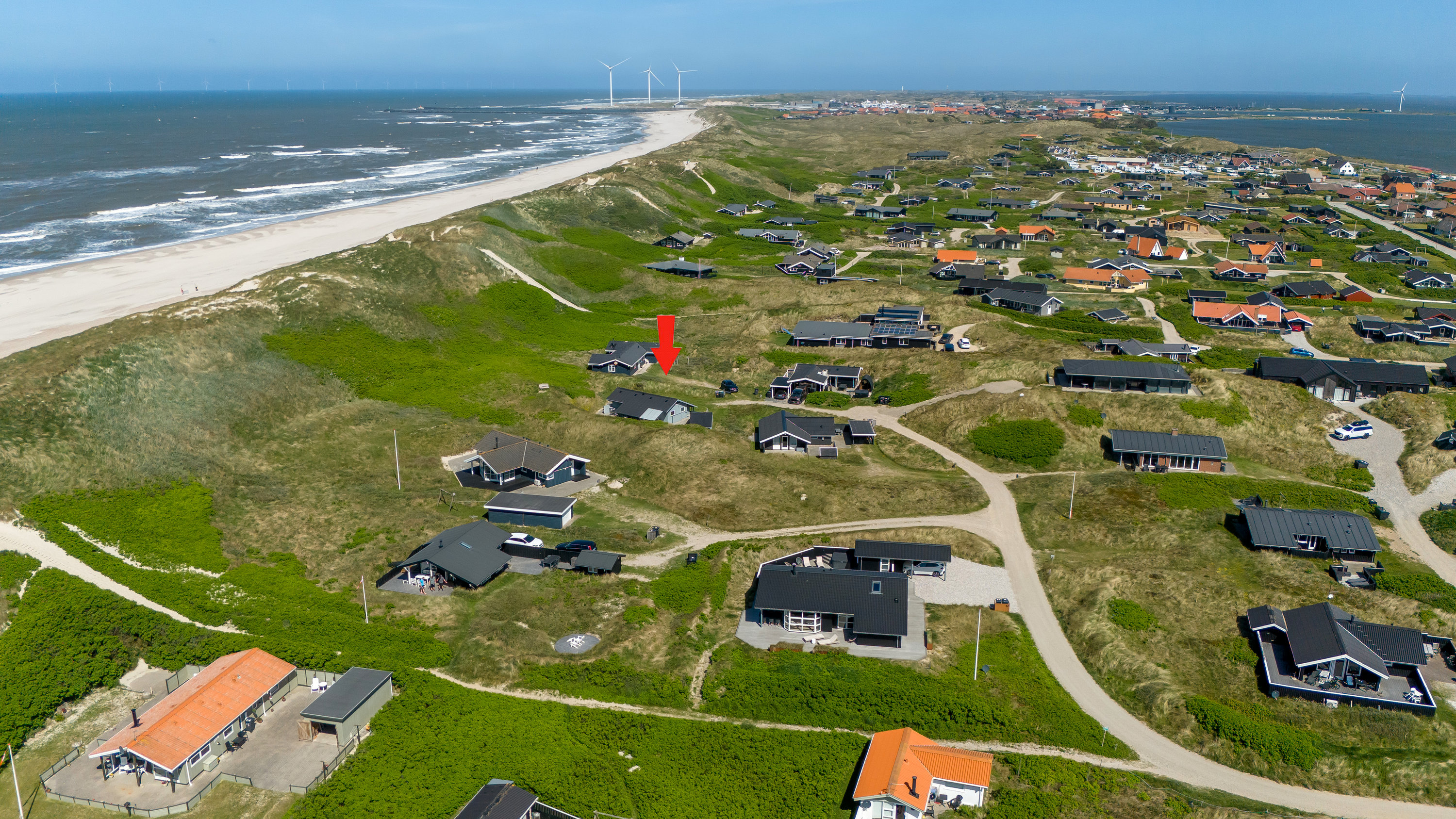 Fritidshus: Luftfoto på Strandkrogvejen 54, Aargab, 6960 Hvide Sande