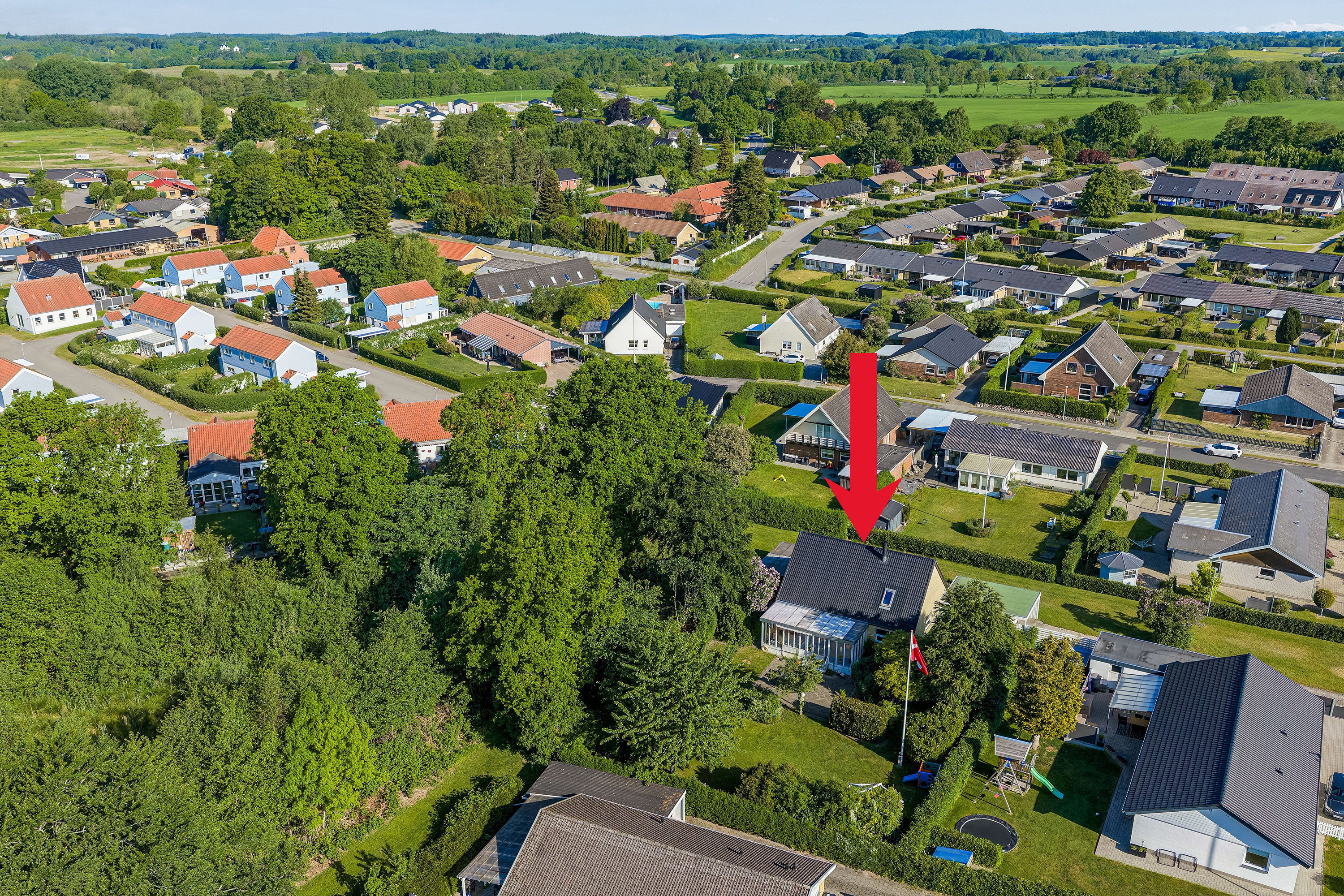 Fremhævet luftfoto billede i fuldskærmstilstand. Billede af Rådyrløkken 31, Slukefter, 5210 Odense NV