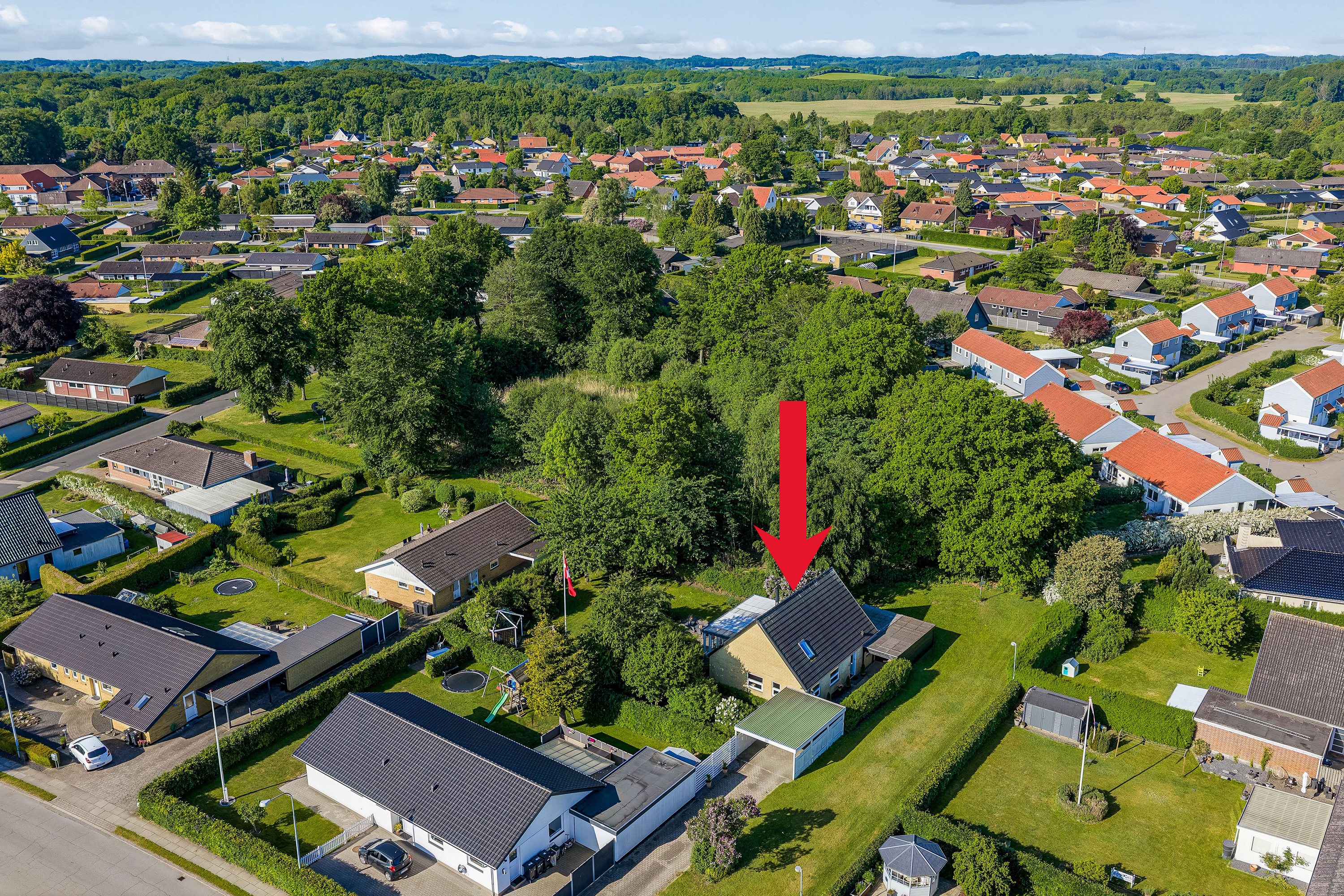Fremhævet luftfoto billede i fuldskærmstilstand. Billede af Rådyrløkken 31, Slukefter, 5210 Odense NV