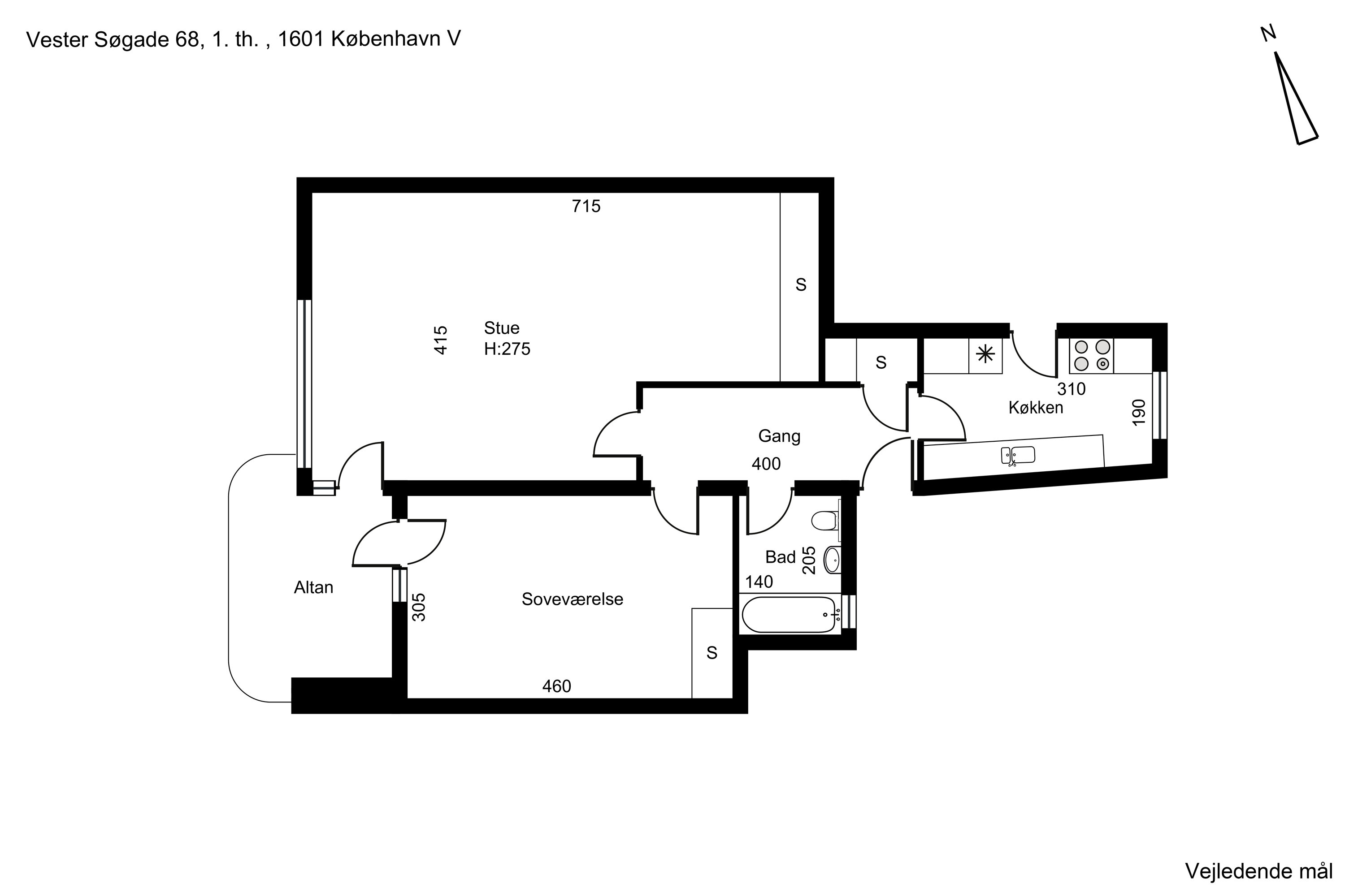 Plantegninger billede af Vester Søgade 68, 1. th., 1601 København V
