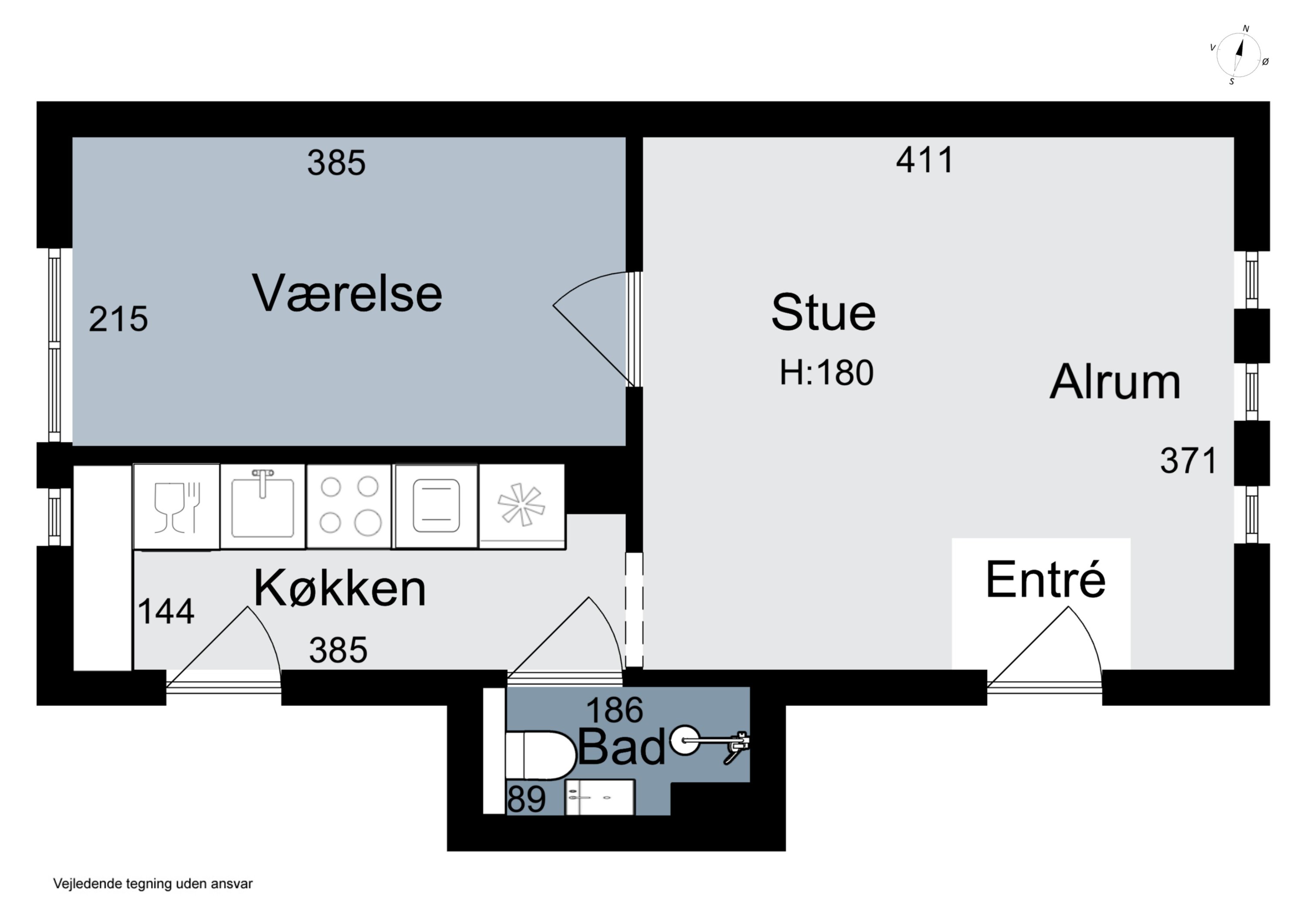 Plantegninger billede af Paradisgade 7, st. th., 8000 Aarhus C