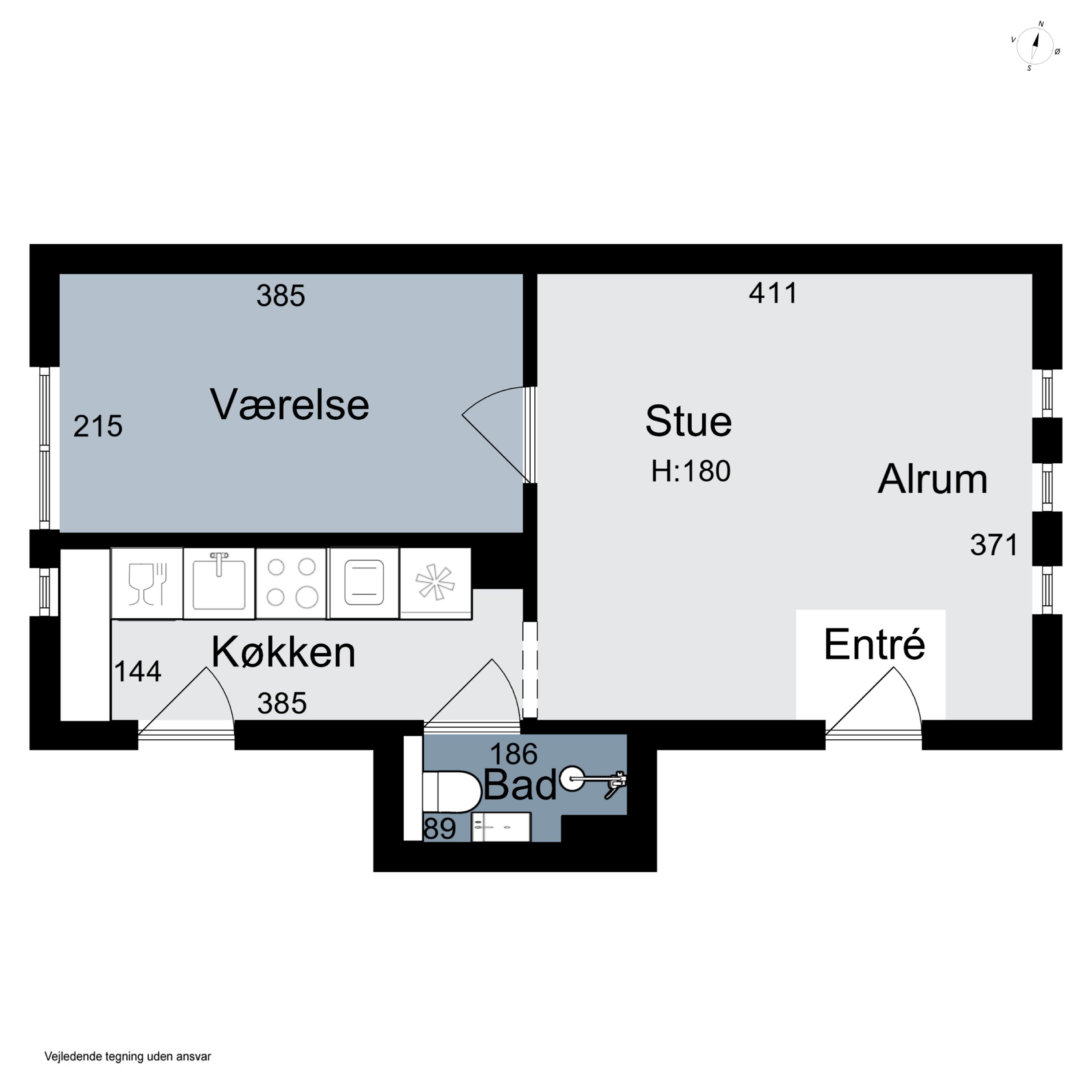 Plantegninger billede af Paradisgade 7, st. th., 8000 Aarhus C