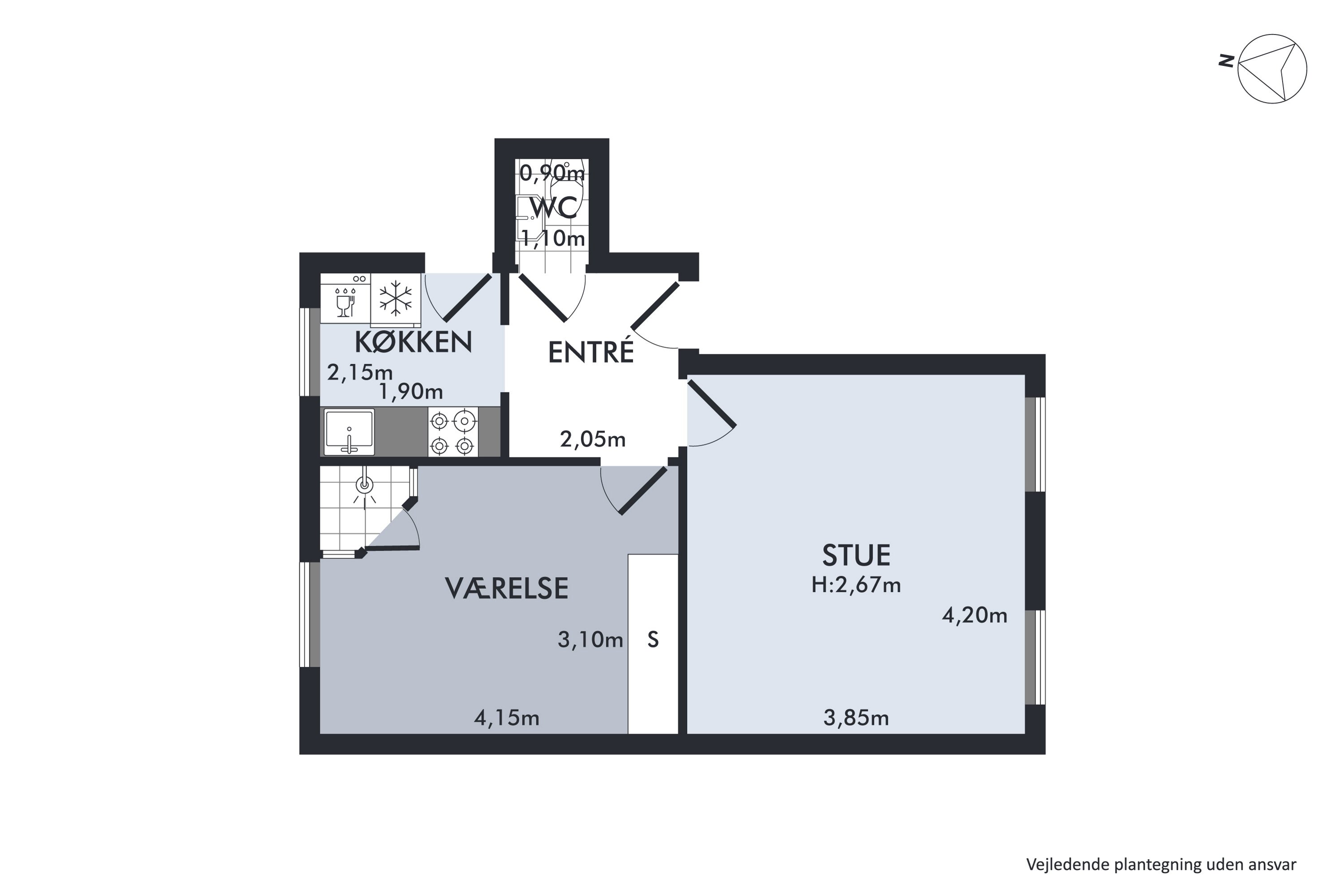 Plantegninger billede af Hjulmagervej 4, st.. tv., 9000 Aalborg