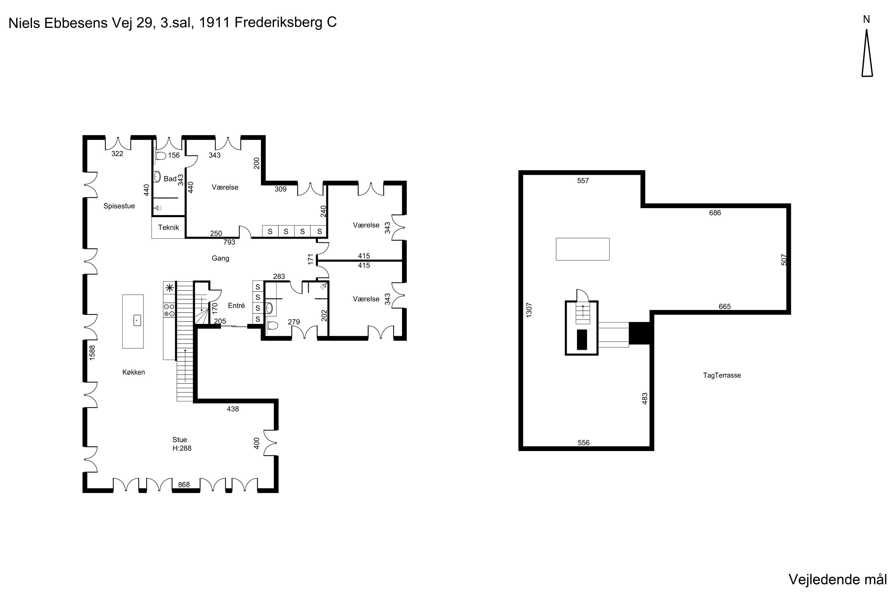 Plantegninger billede af Niels Ebbesens Vej 29, 3., 1911 Frederiksberg C