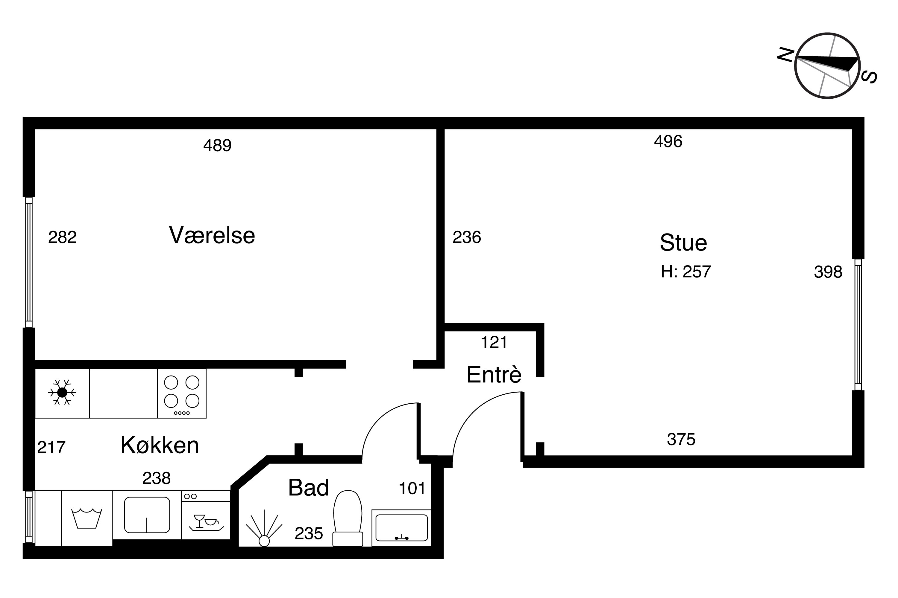 Plantegninger billede af Gammel Bagsværdvej 24E, st.. th., 2800 Kongens Lyngby