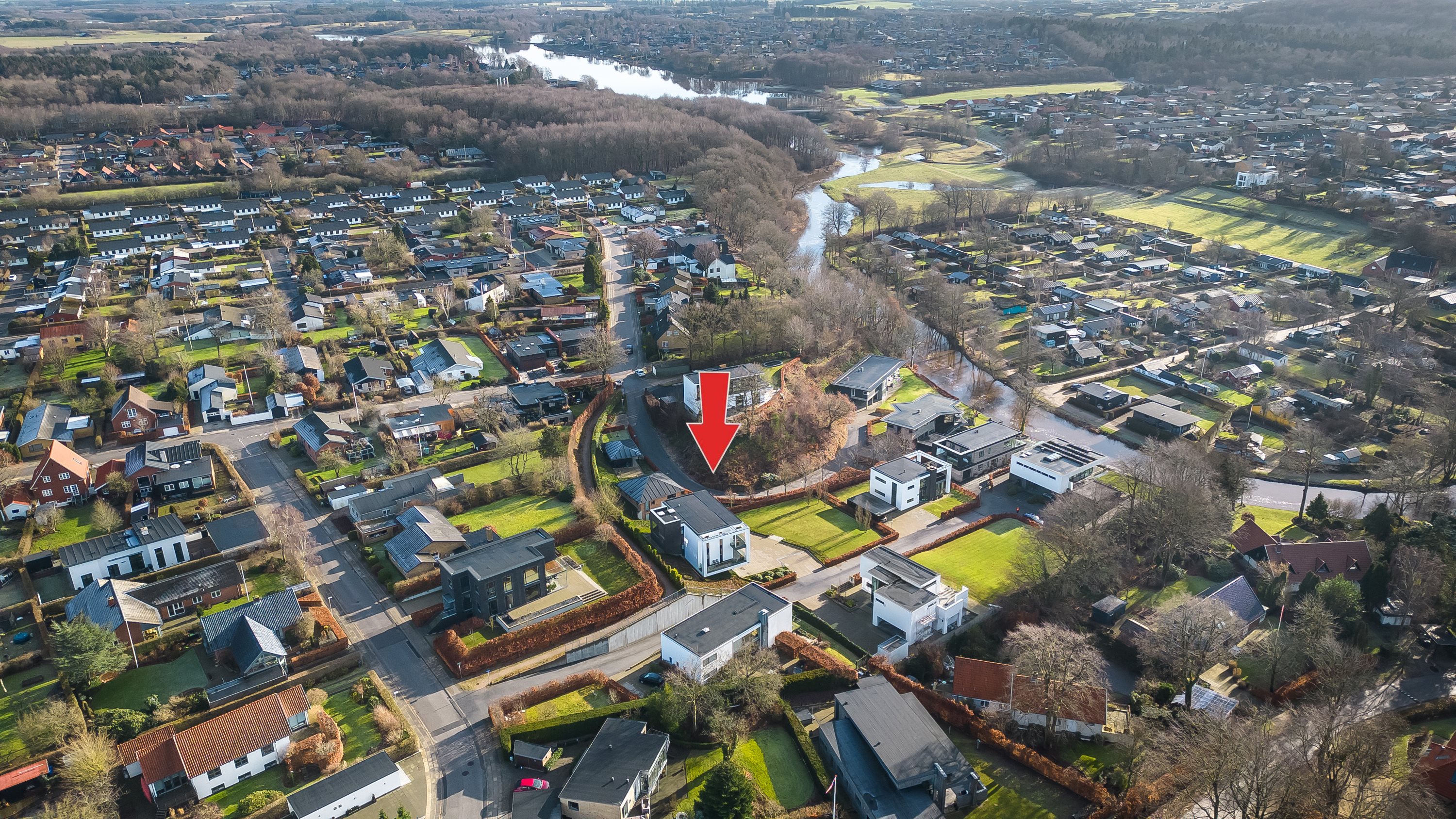 Villa: Lokation på Lyngbakken 14G+F, 7500 Holstebro