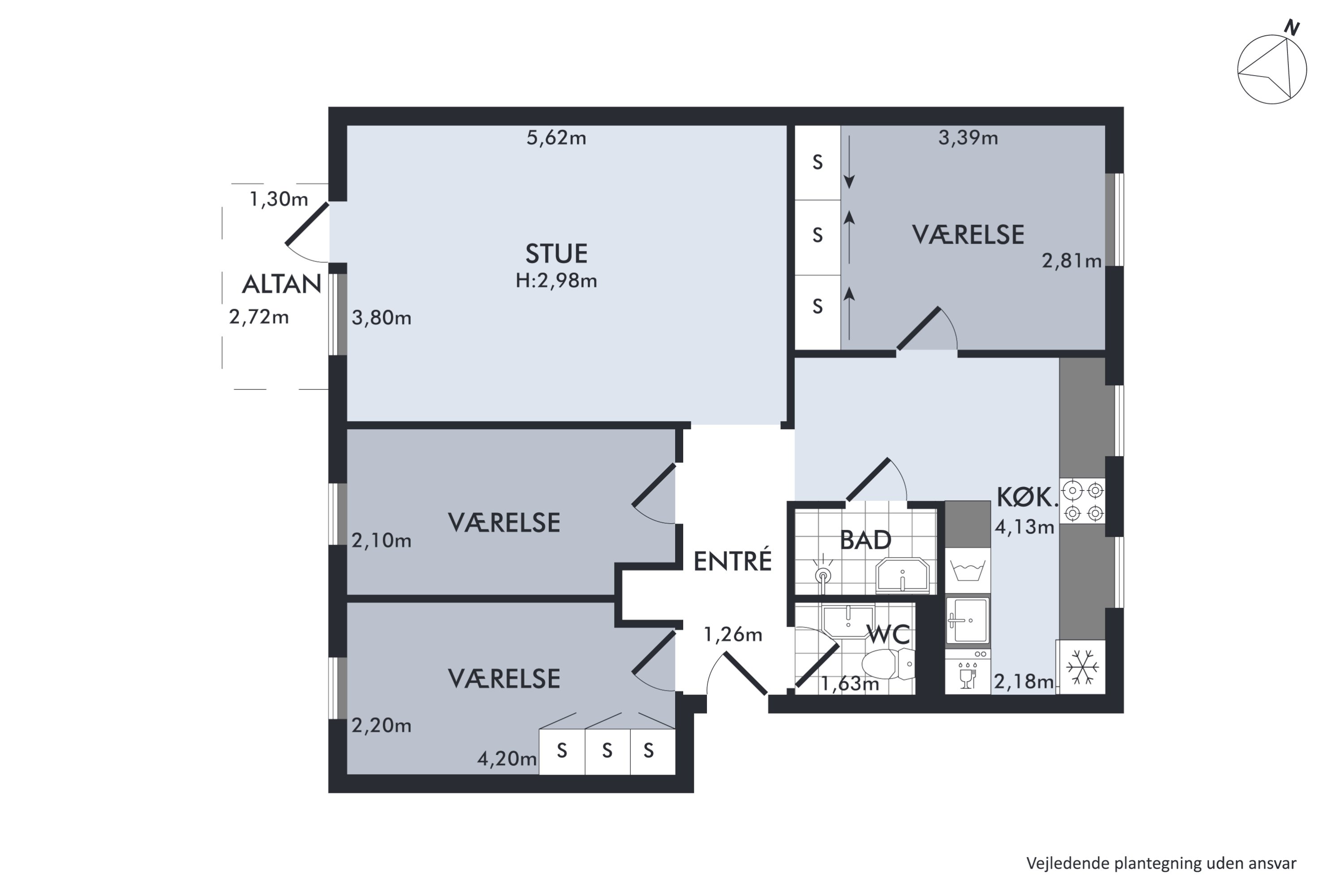 Plantegninger billede af Hadsundvej 86F, 2. th., 9000 Aalborg