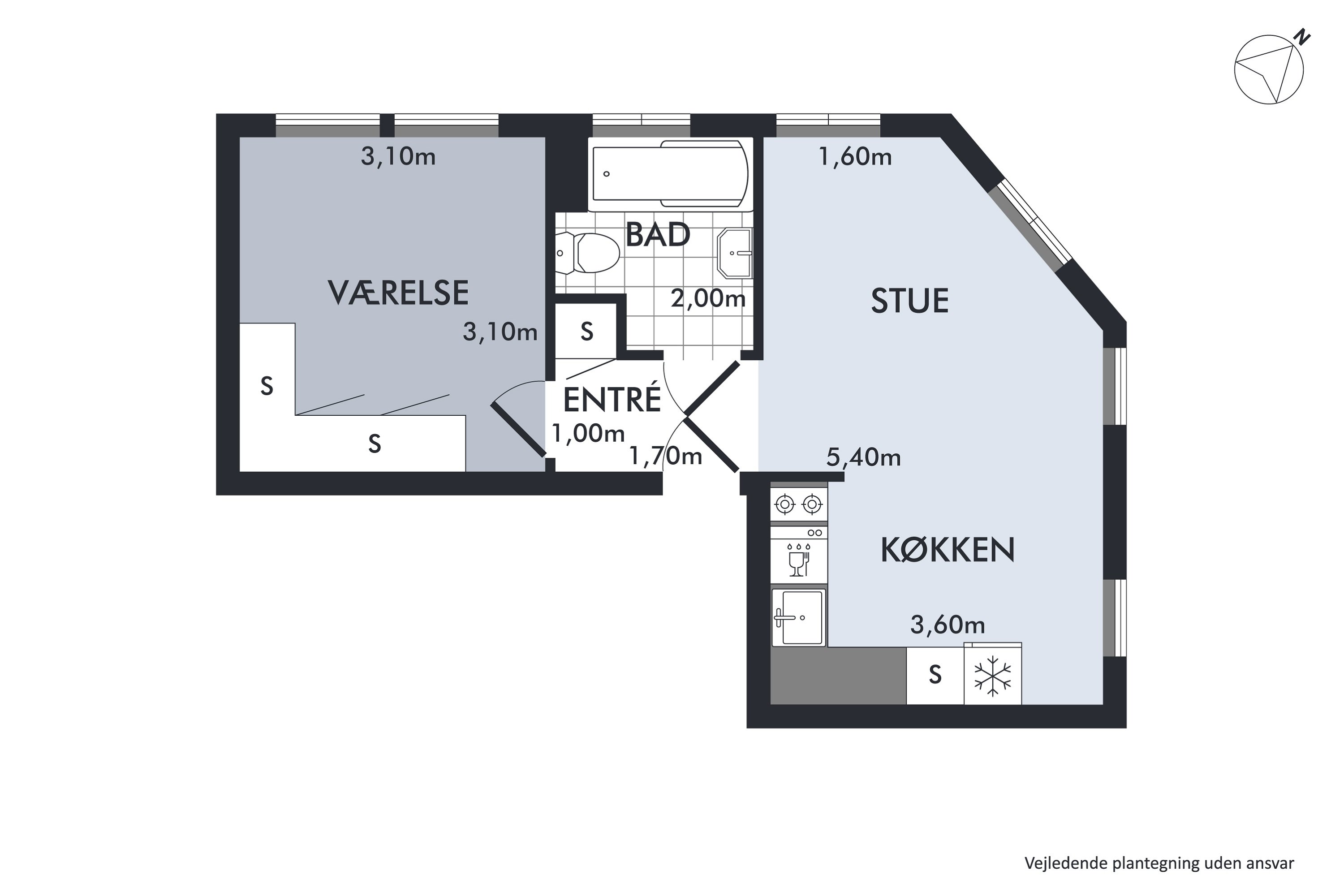 Plantegninger billede af Laksegade 20B, st. tv., 1063 København K