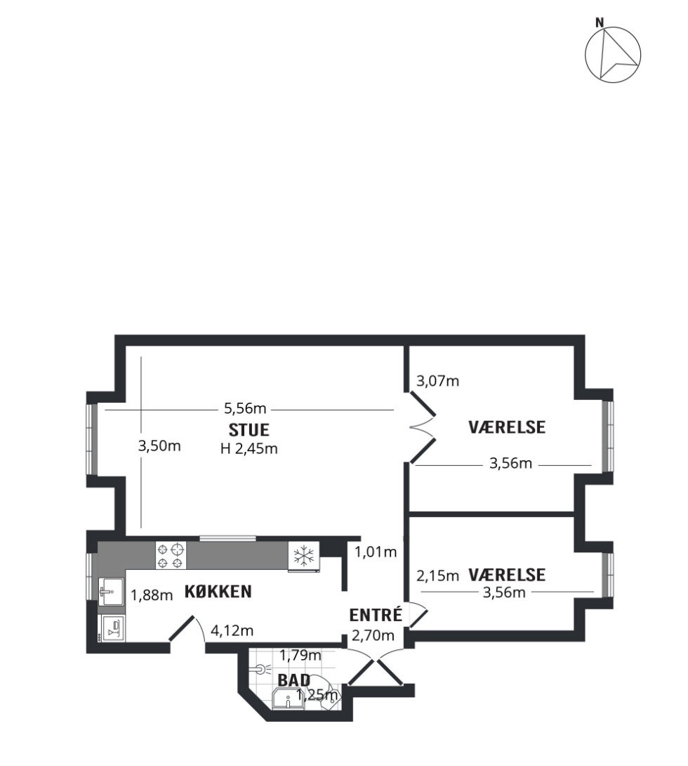 Plantegninger billede af Gammel Jernbanevej 14, 2. th., 2500 Valby