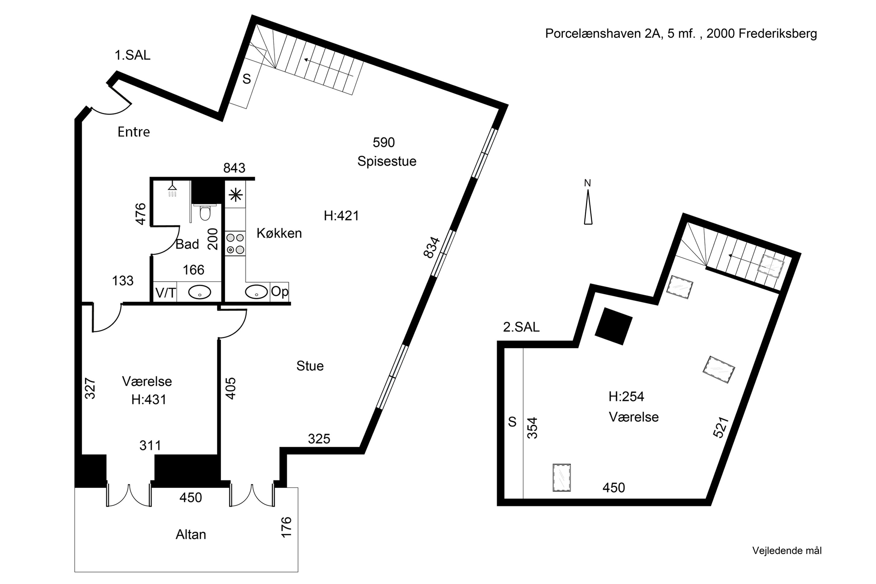 Plantegninger billede af Porcelænshaven 2A, 5. mf., 2000 Frederiksberg