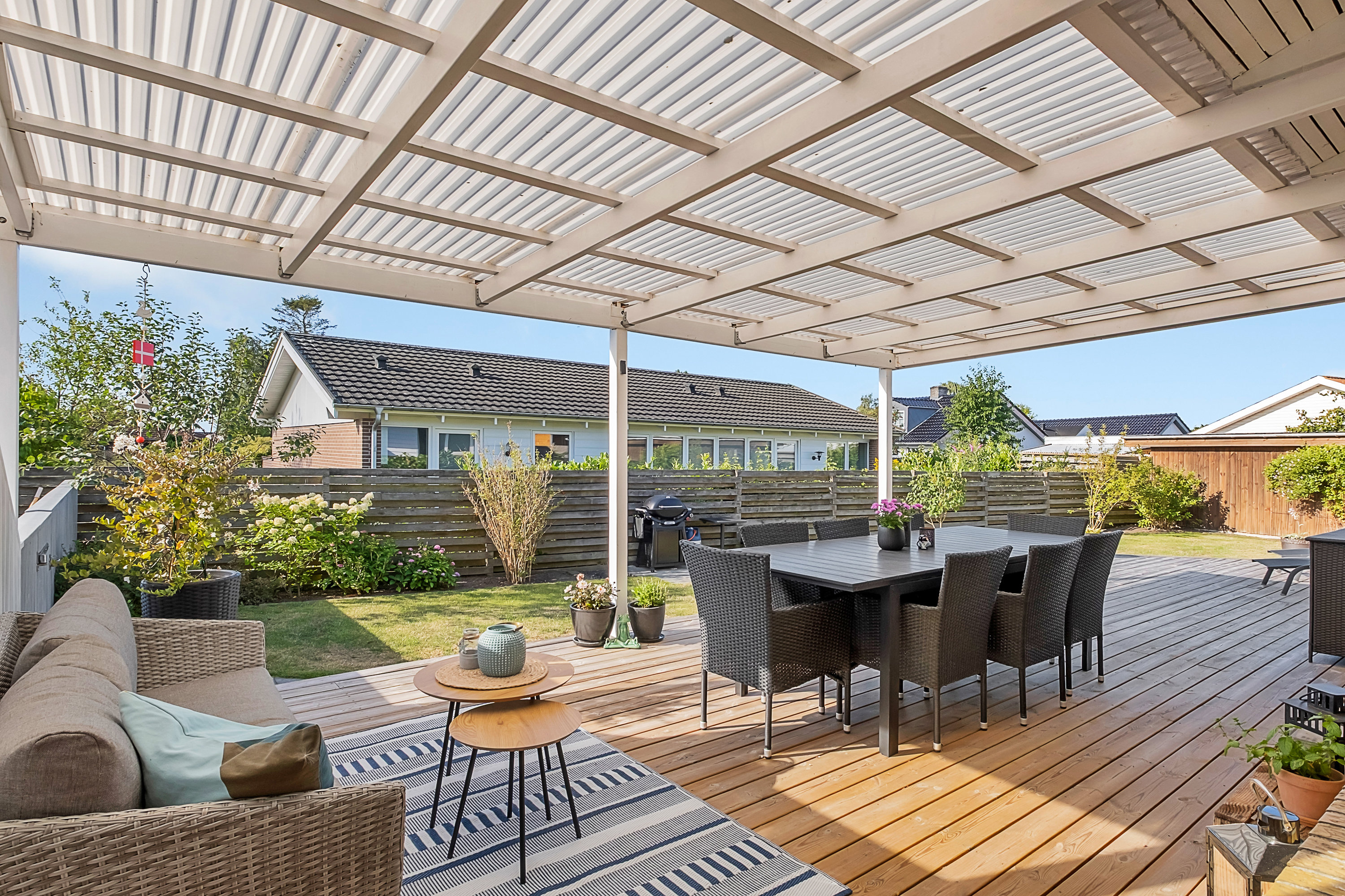 Fremhævet overdækket terrasse billede i fuldskærmstilstand. Billede af Dannevang 6, 8520 Lystrup