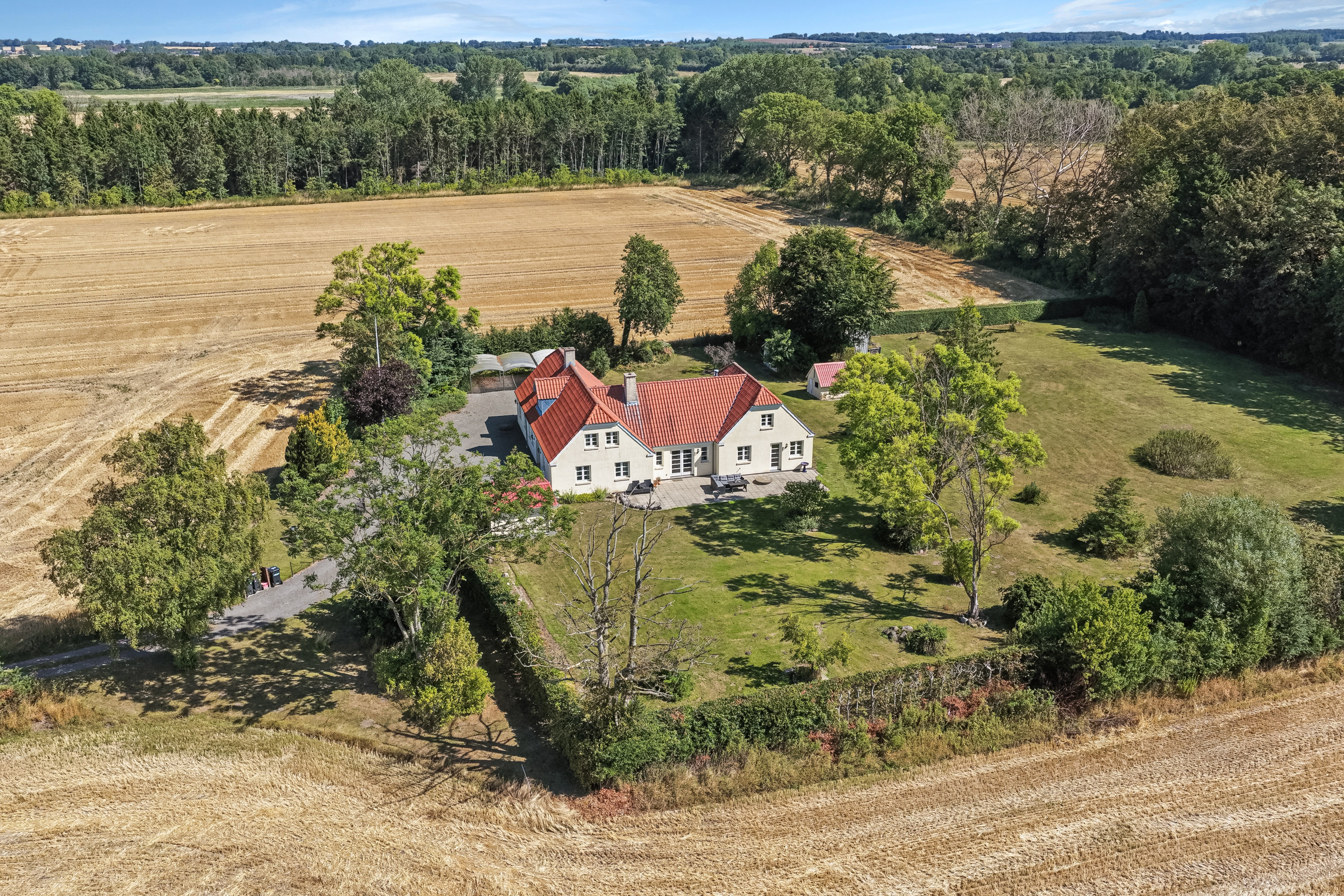 Villa: Luftfoto på Hedevænget 4, Kullerup, 5853 Ørbæk