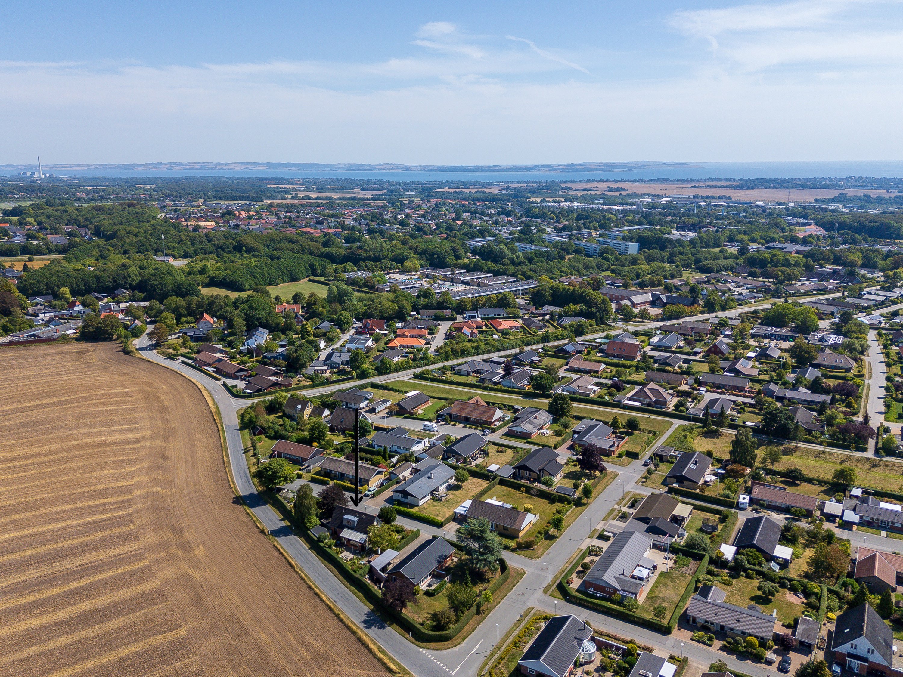 Fremhævet luftfoto billede i fuldskærmstilstand. Billede af Ørnelunden 1B, 8520 Lystrup