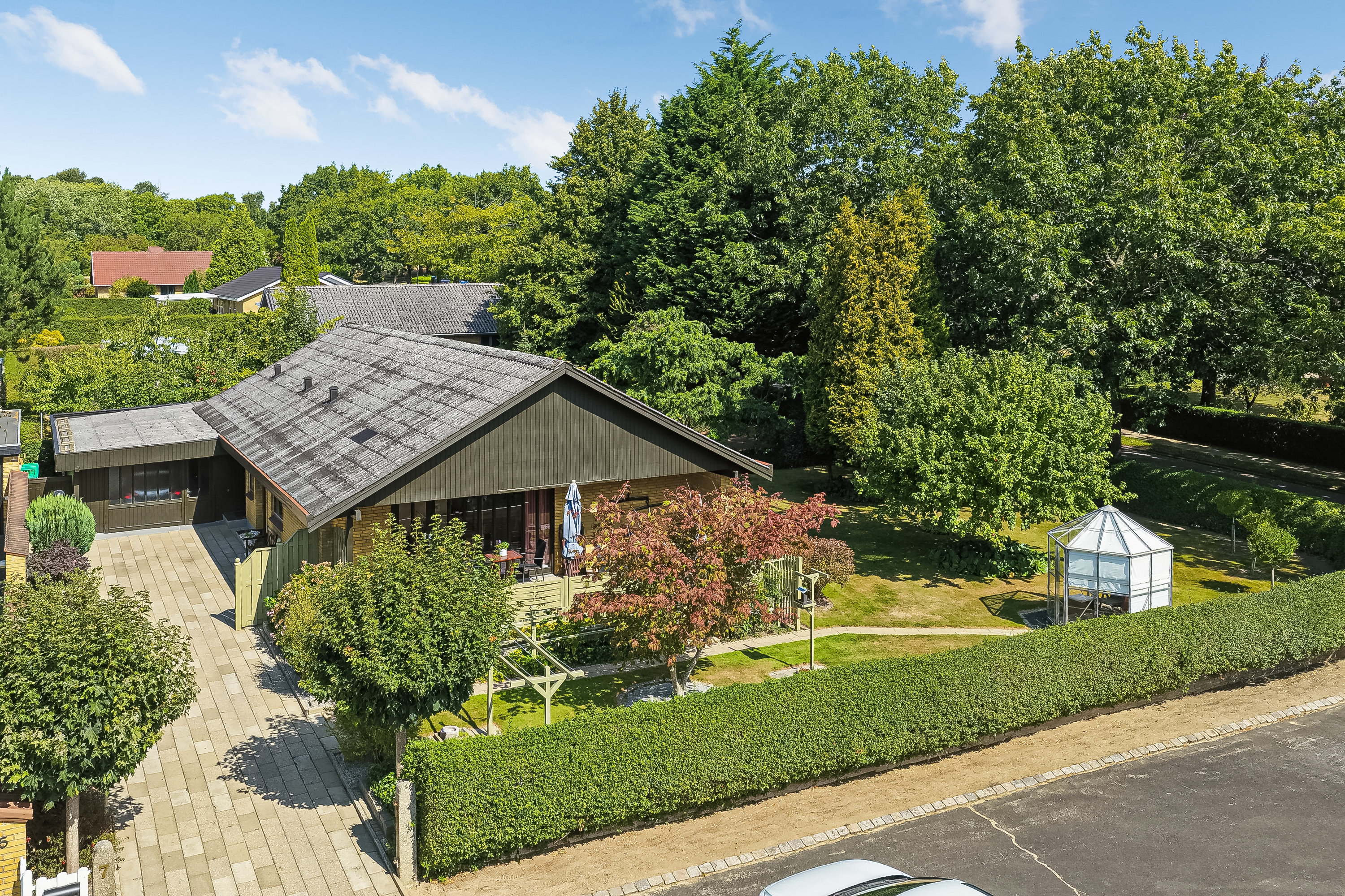 Villa: Luftfoto på Stensgårdsvej 7, 5620 Glamsbjerg