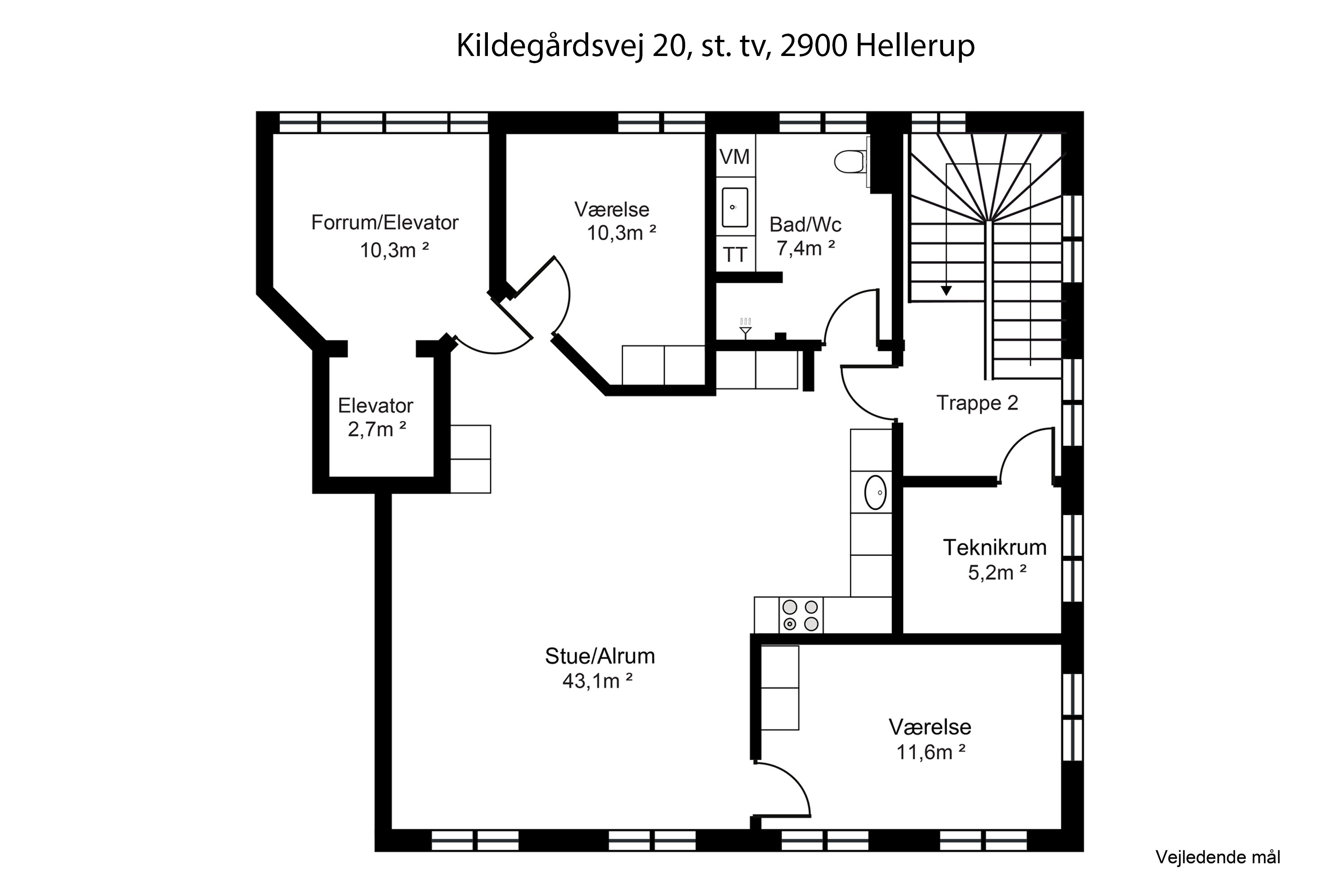 Plantegninger billede af Kildegårdsvej 20, st. tv., 2900 Hellerup