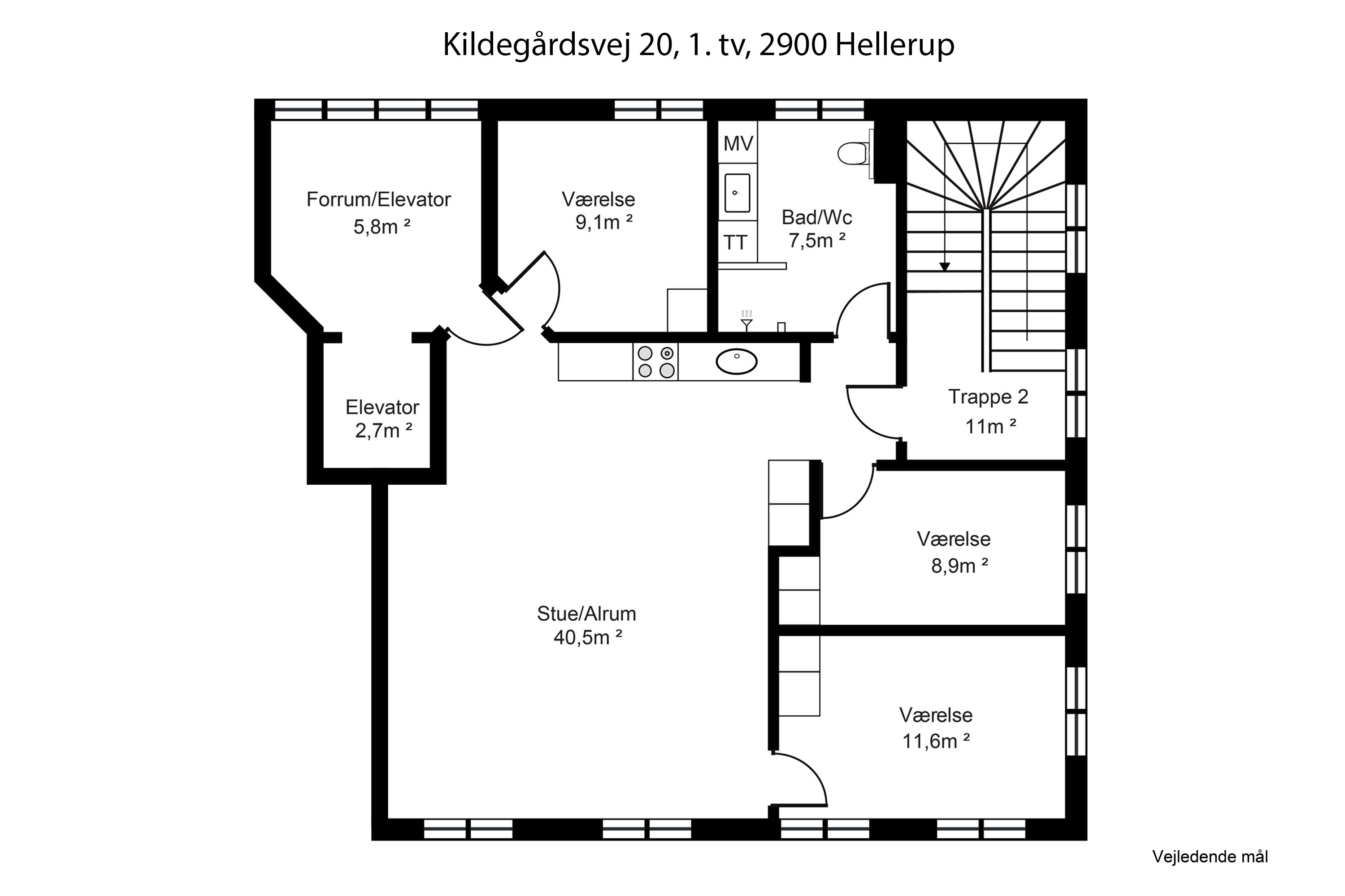 Plantegninger billede af Kildegårdsvej 20, 1. tv., 2900 Hellerup