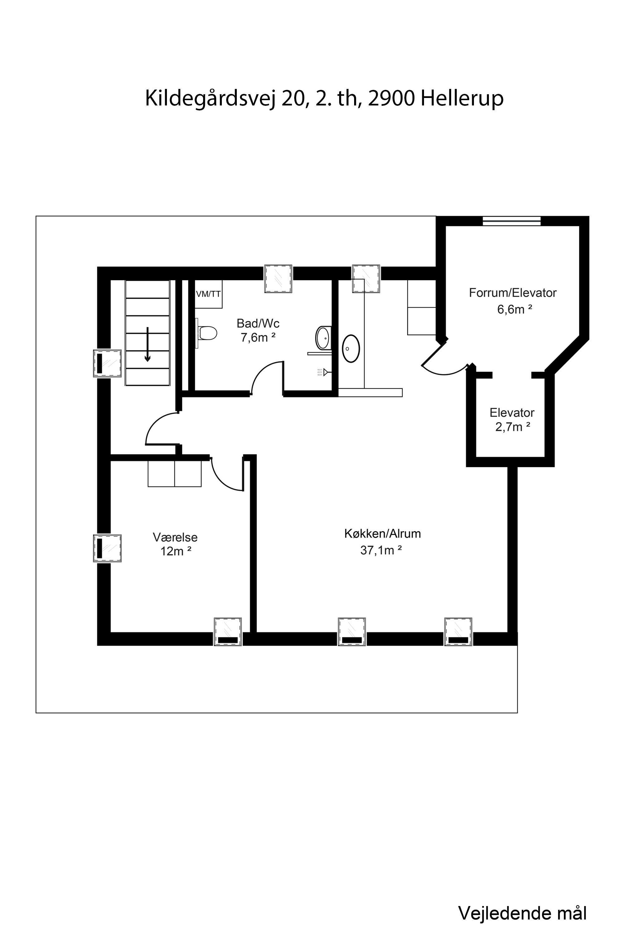 Plantegninger billede af Kildegårdsvej 20, 2. th., 2900 Hellerup
