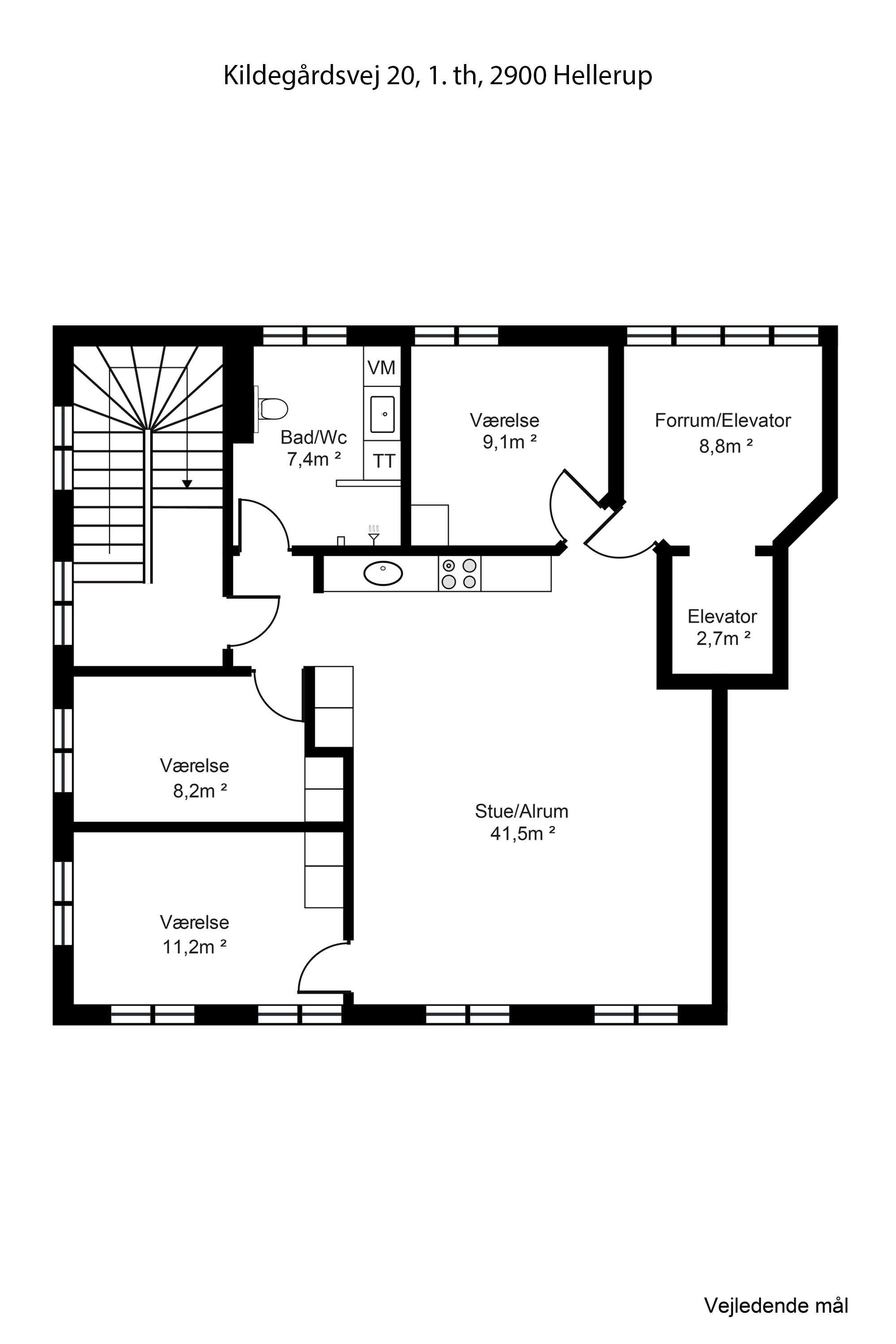 Plantegninger billede af Kildegårdsvej 20, 1. th., 2900 Hellerup