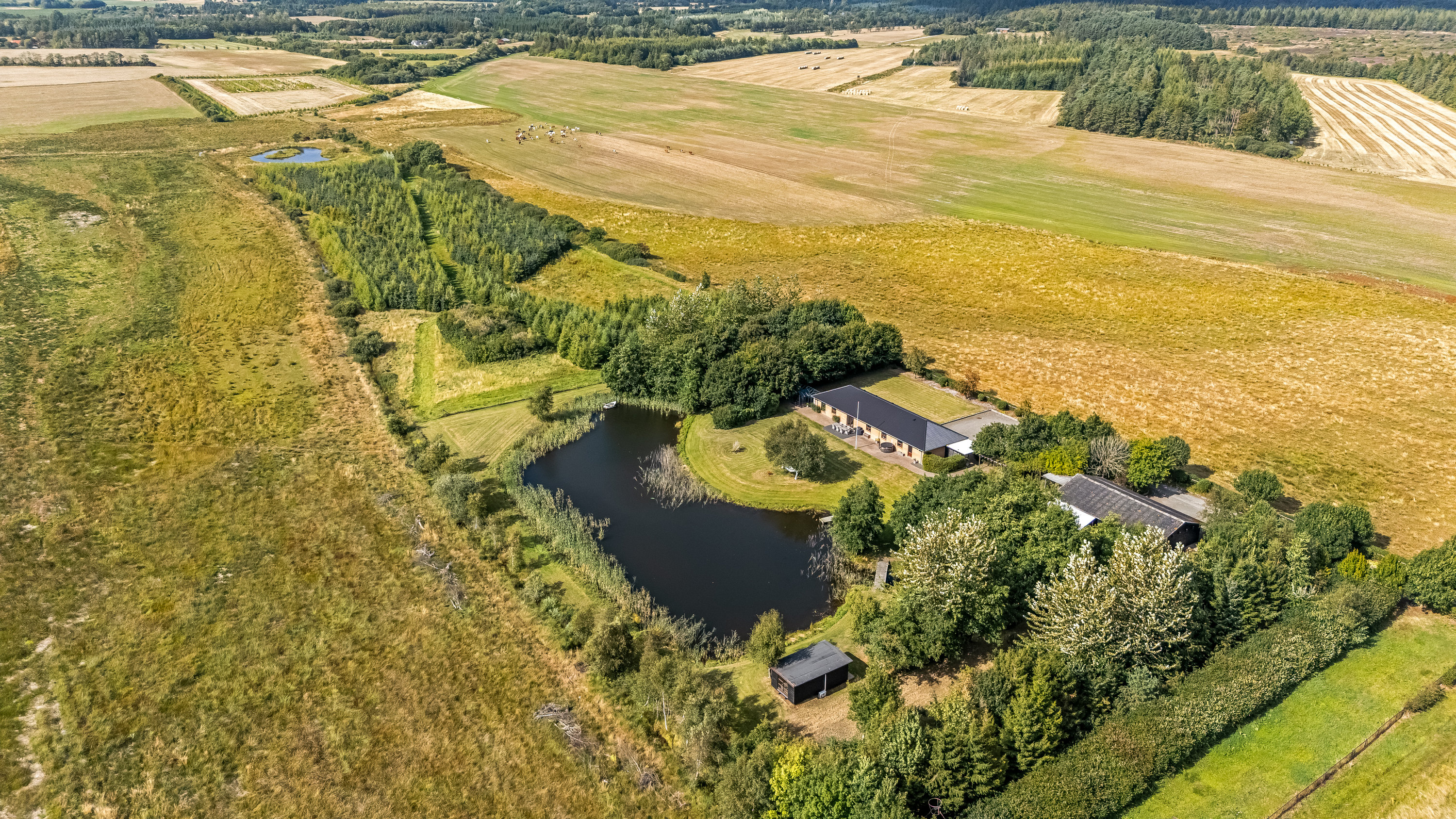Landejendom: Luftfoto på Vilhelmsborgvej 104, Møborg, 7660 Bækmarksbro