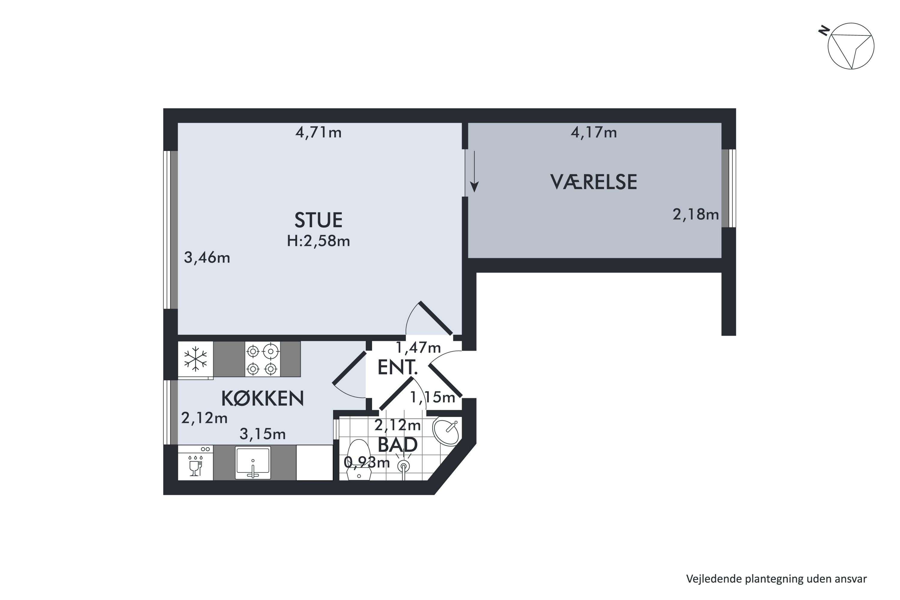 Plantegninger billede af Reberbanegade 21, st. th., 2300 København S