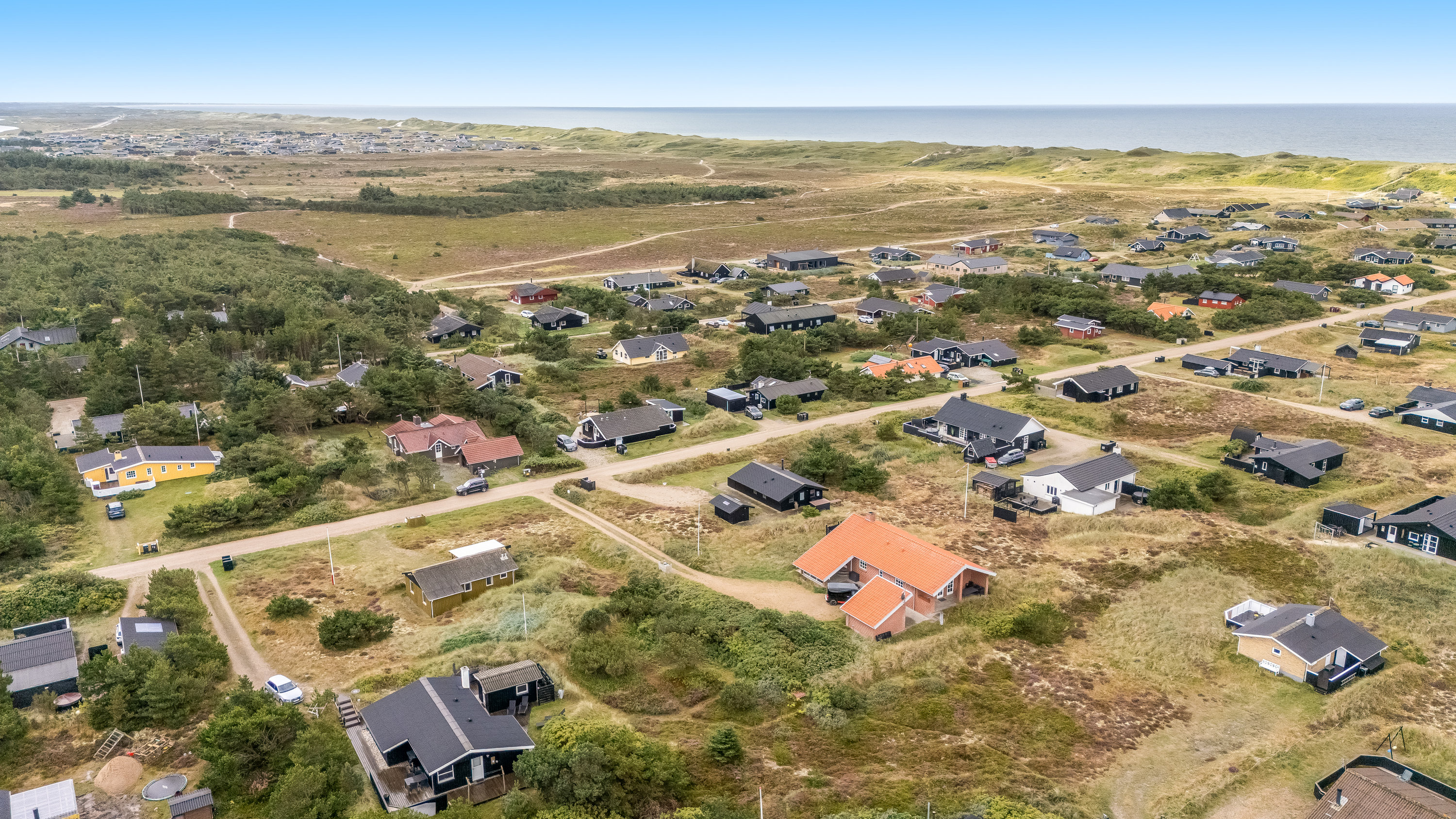 Fremhævet luftfoto billede i fuldskærmstilstand. Billede af Rauhesvej 26, Bjerregaard, 6960 Hvide Sande