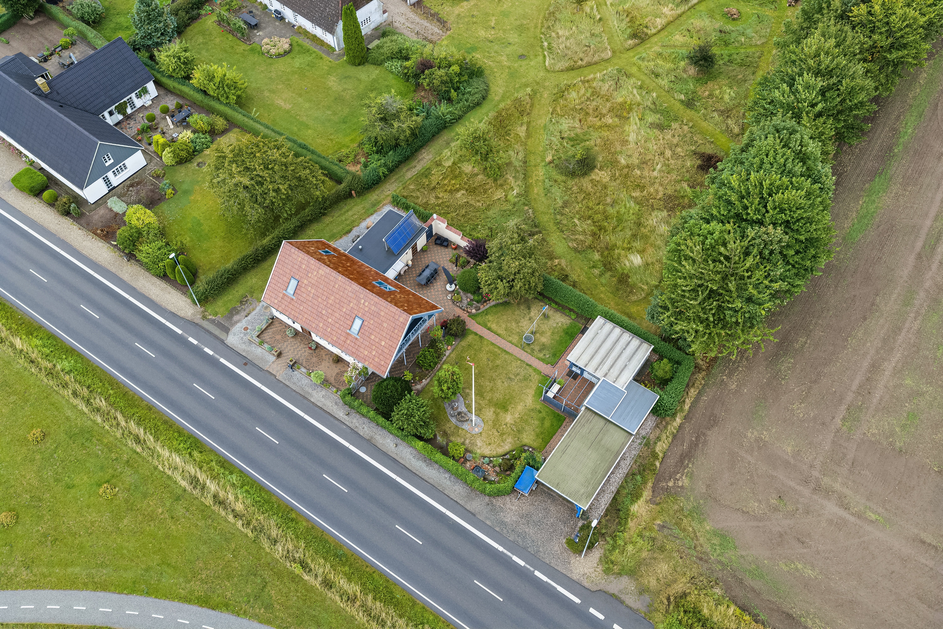 Fremhævet luftfoto billede i fuldskærmstilstand. Billede af Svendborg Landevej 31, Øksendrup, 5871 Frørup