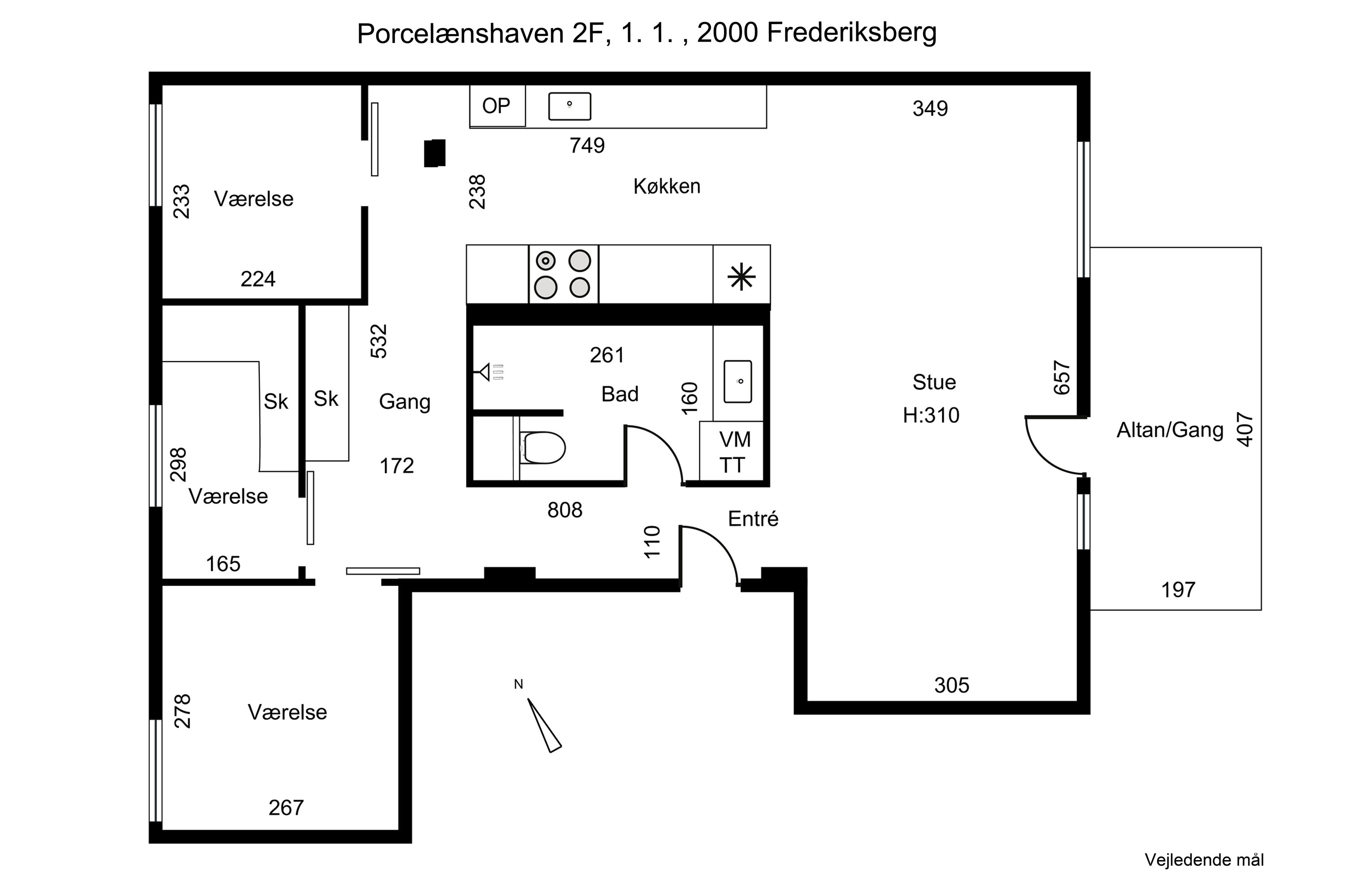 Plantegninger billede af Porcelænshaven 2F, 1. 1., 2000 Frederiksberg