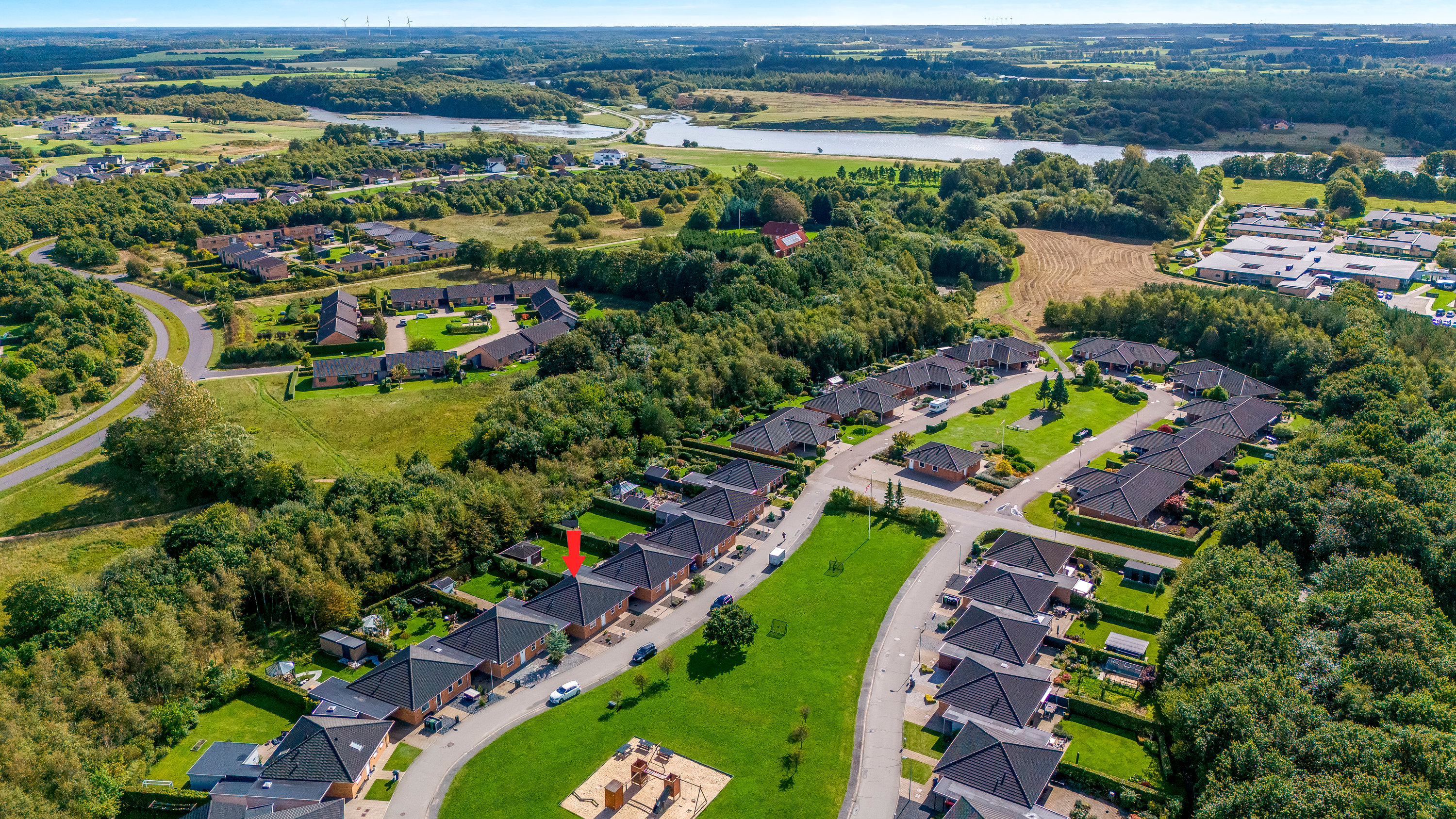 Rækkehus: Luftfoto på Skovstjernen 31, Mejrup, 7500 Holstebro