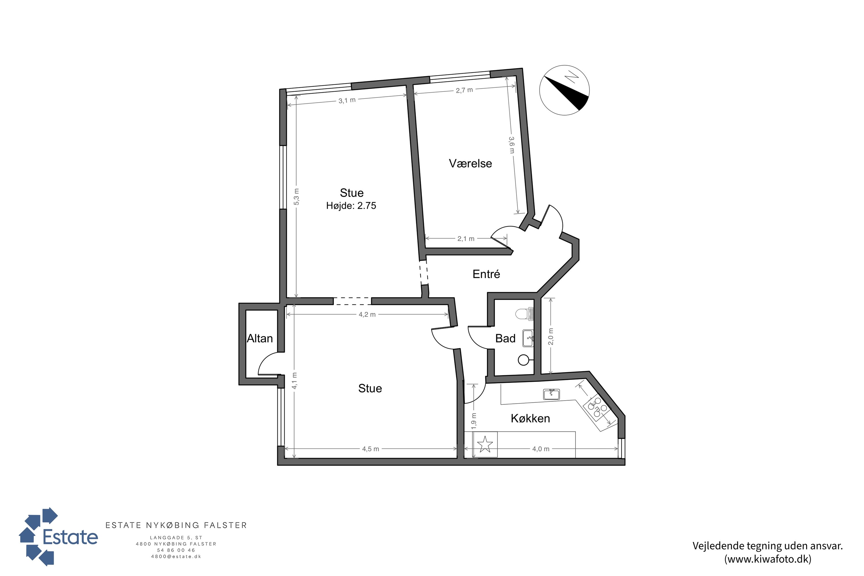 Plantegninger billede af Klosterstræde 36, 1. th., 4800 Nykøbing F