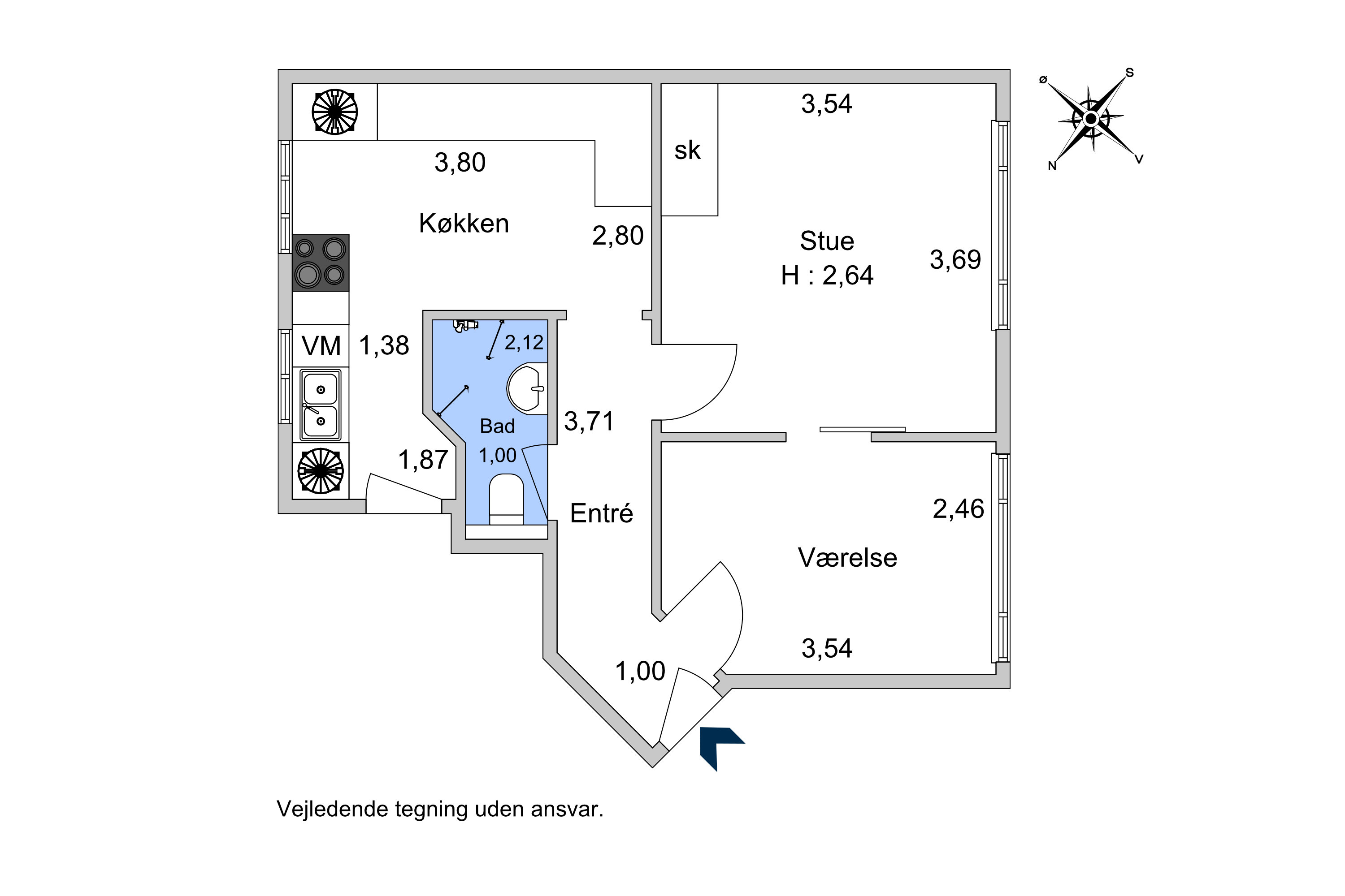 Plantegninger billede af Lyneborggade 3, 1. th., 2300 København S