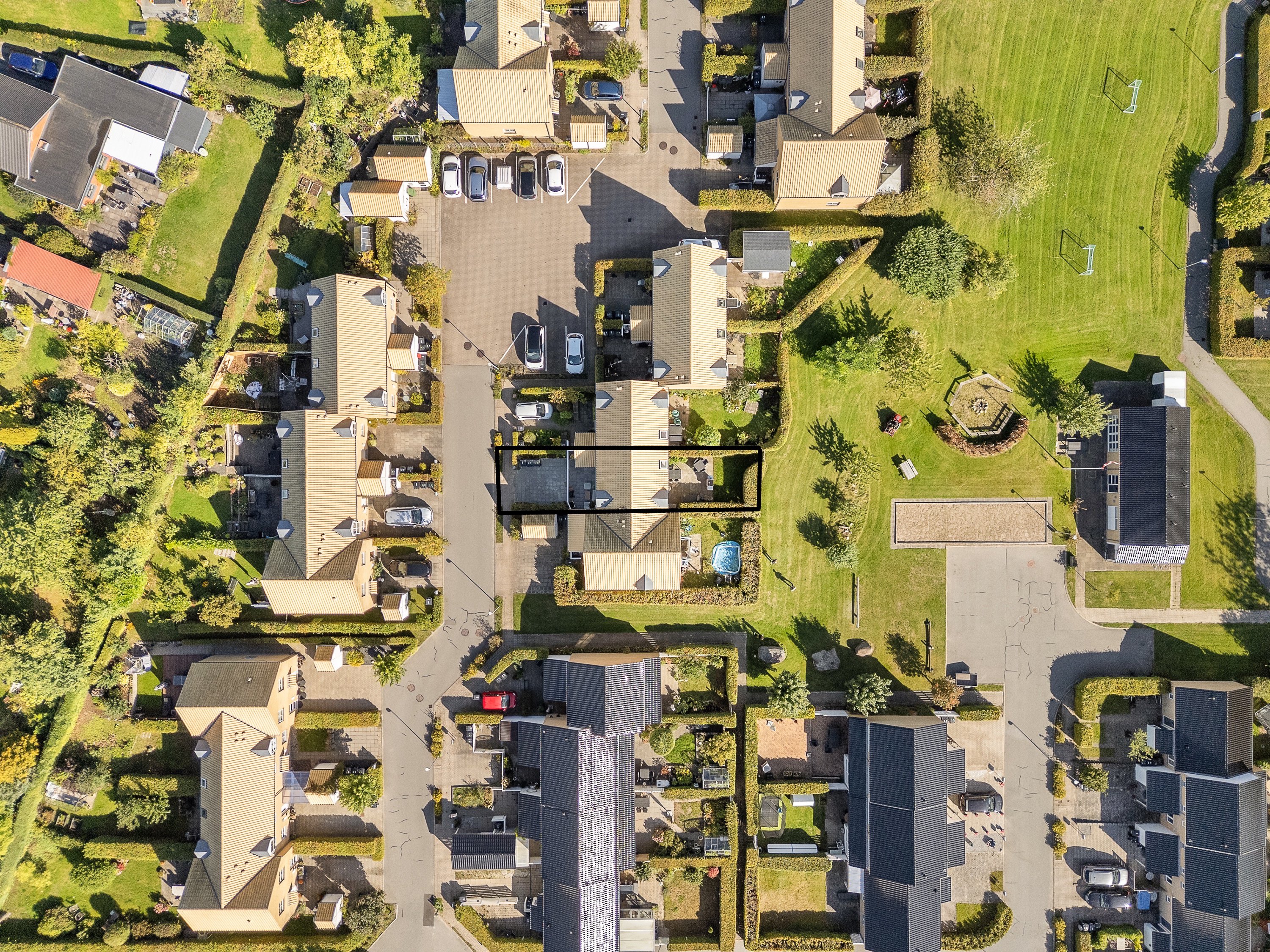 Fremhævet luftfoto billede i fuldskærmstilstand. Billede af Kildehaven 48, 8520 Lystrup