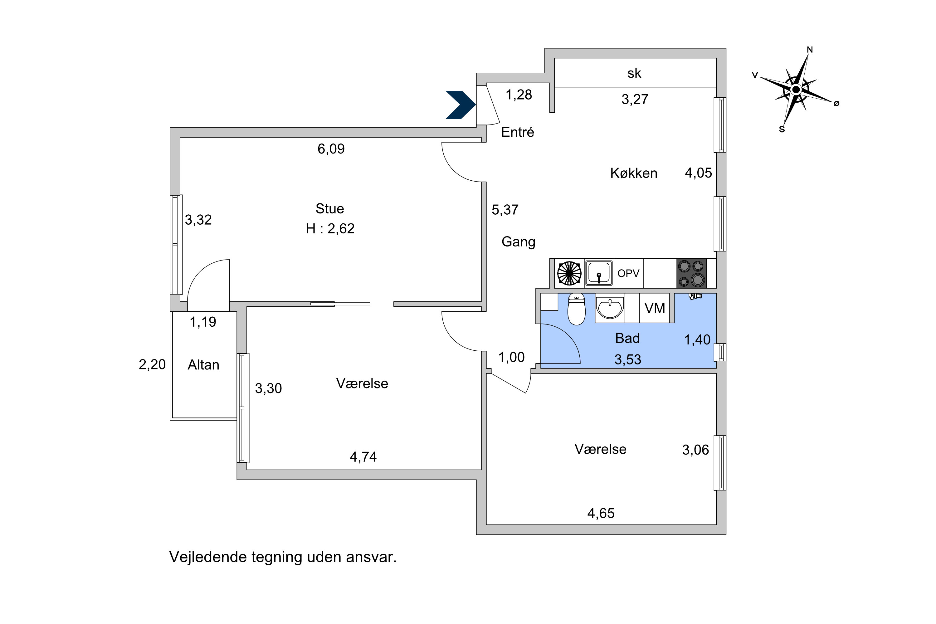 Plantegninger billede af Clarasvej 2, st. th., 2920 Charlottenlund
