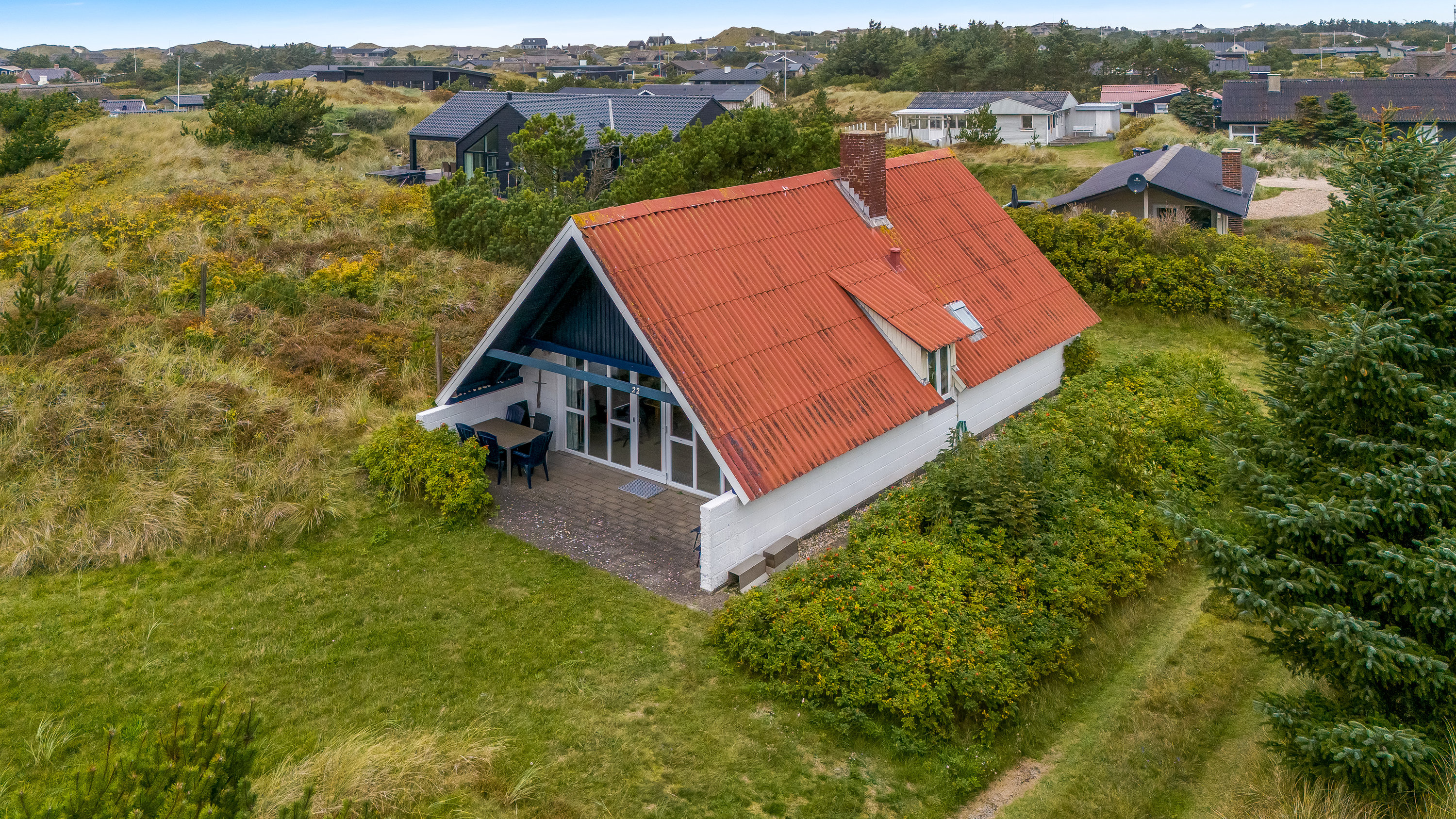 Fritidshus: Luftfoto på Krattet 22, Søndervig, 6950 Ringkøbing