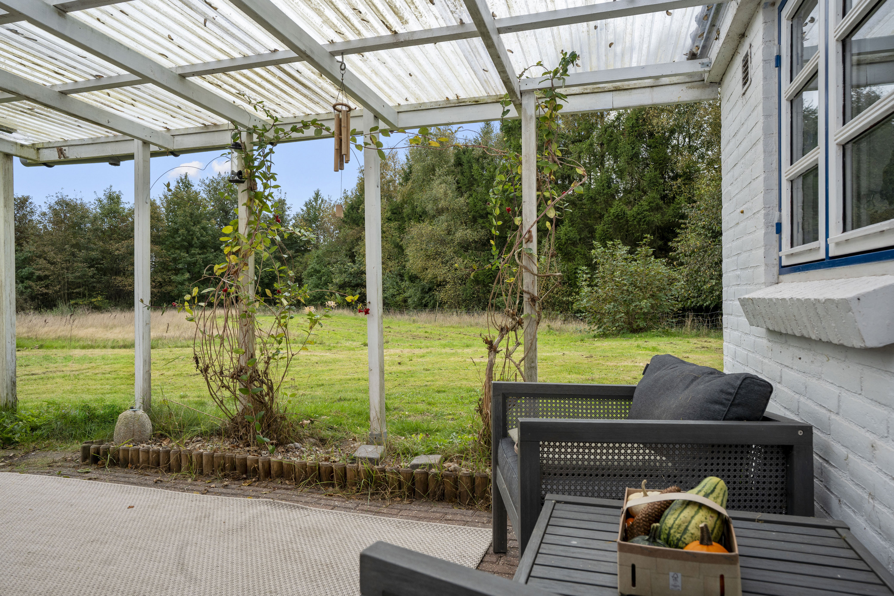 Fremhævet overdækket terrasse billede i fuldskærmstilstand. Billede af Godrumvej 9, Uhe Mark, 7190 Billund