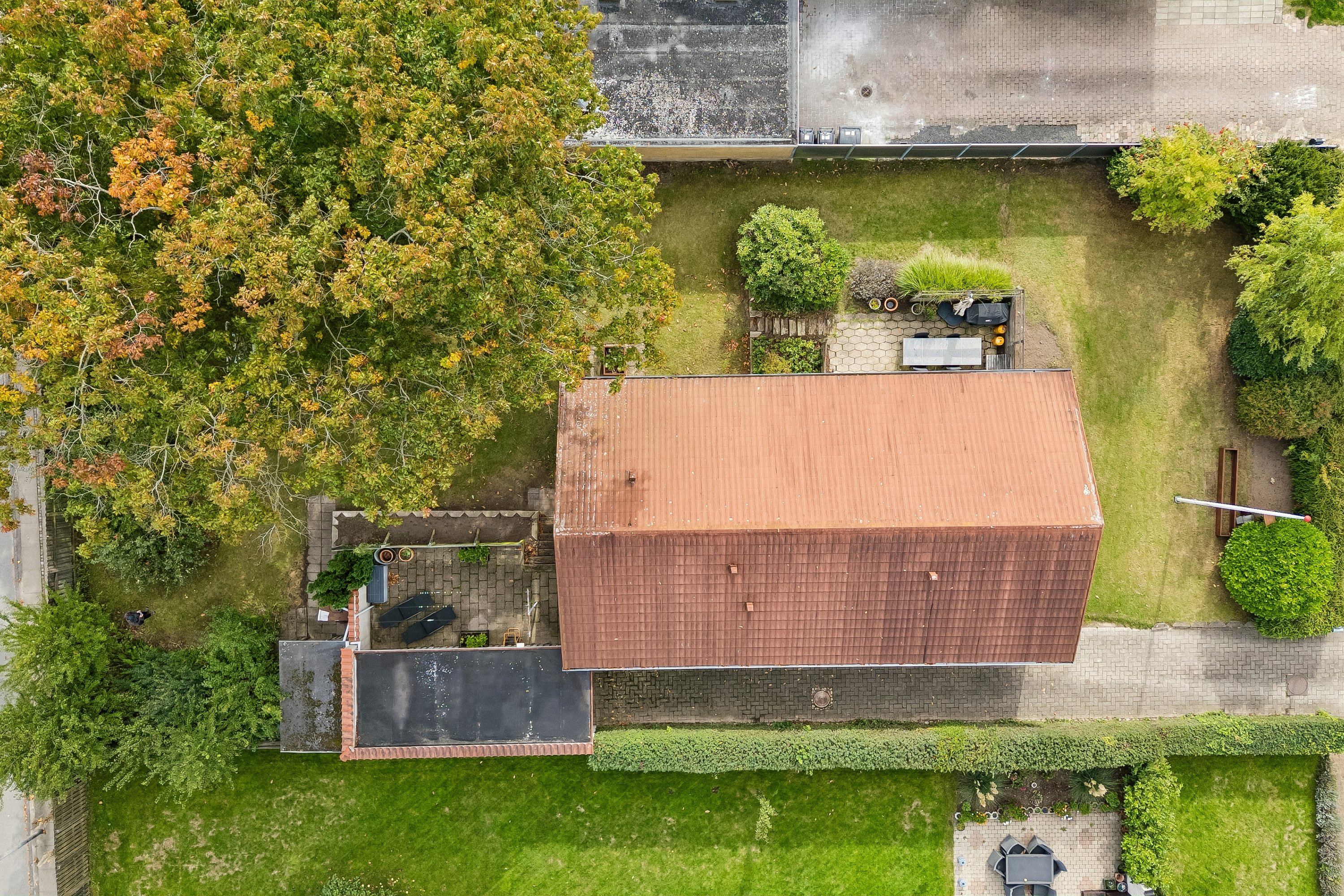 Fremhævet luftfoto billede i fuldskærmstilstand. Billede af Hvidkløvervej 17, Tarup, 5210 Odense NV