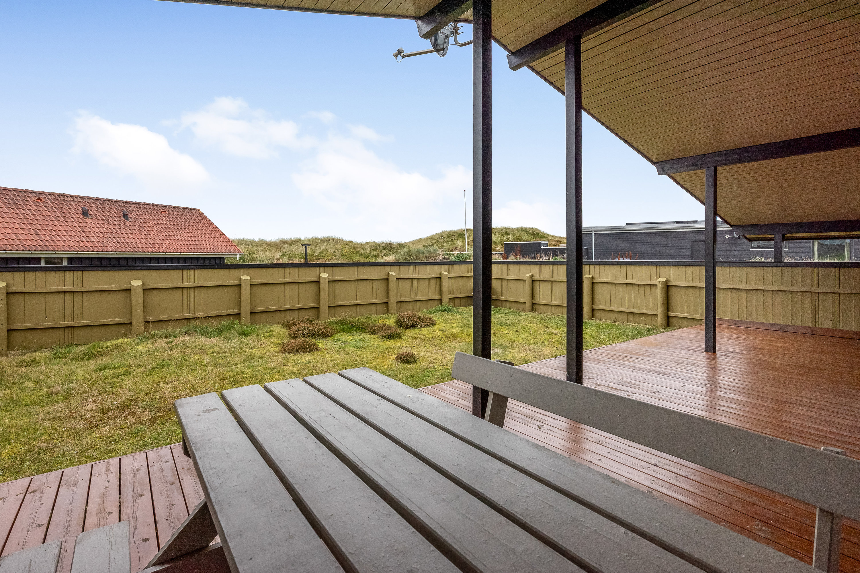 Fremhævet overdækket terrasse billede i fuldskærmstilstand. Billede af Bjerregårdsvej 307, Bjerregaard, 6960 Hvide Sande