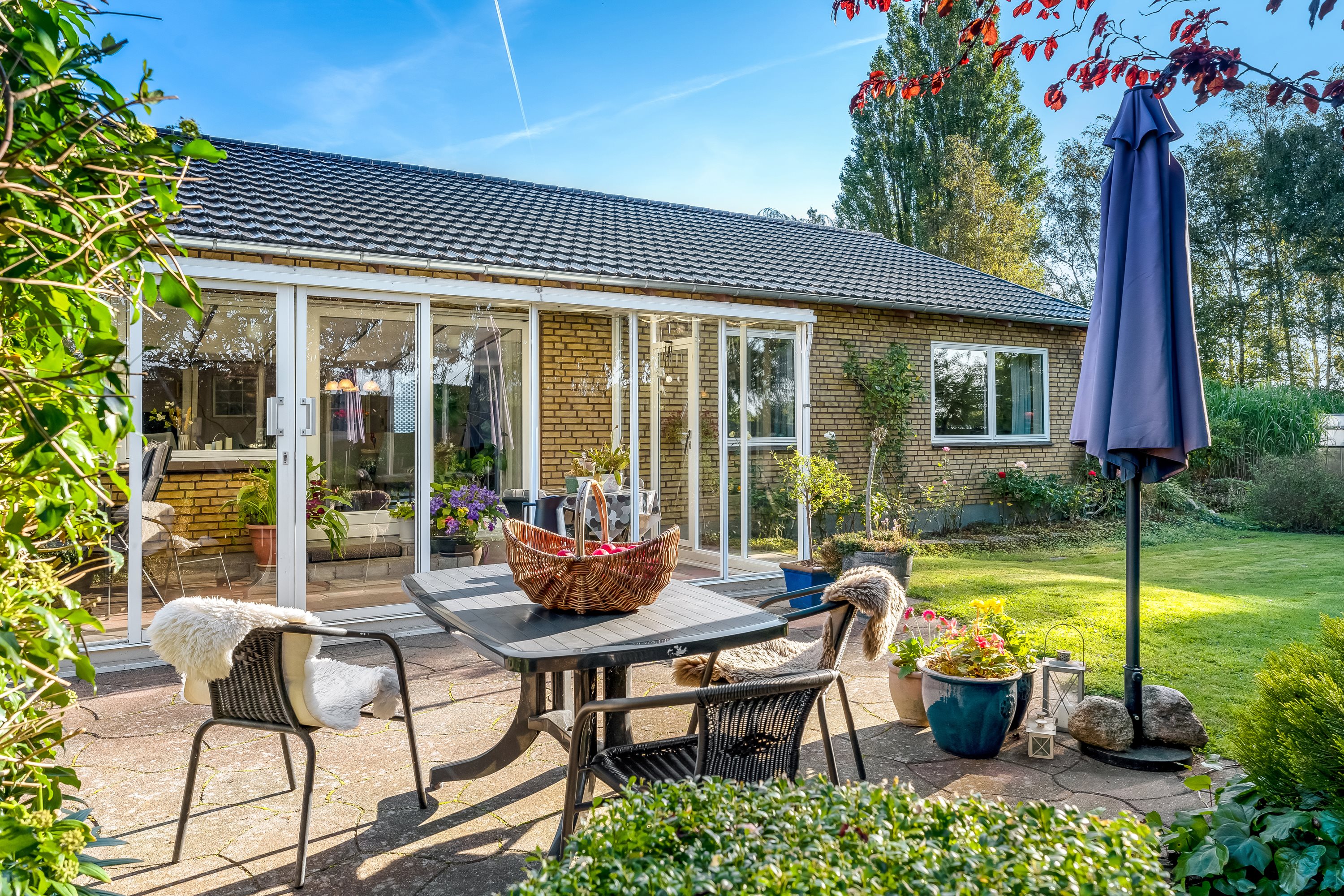 Fremhævet terrasse billede i fuldskærmstilstand. Billede af Møllevænget 13, 4913 Horslunde