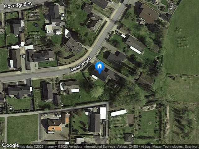 Fremhævet luftfoto billede i fuldskærmstilstand. Billede af Møllevænget 13, 4913 Horslunde
